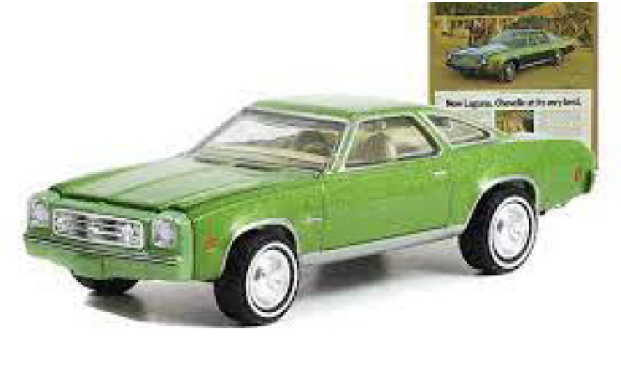 Chevrolet Chevelle 1/64 Greenlight Laguna Collonade Hardtop Coupe metallic groen 1973 modelauto