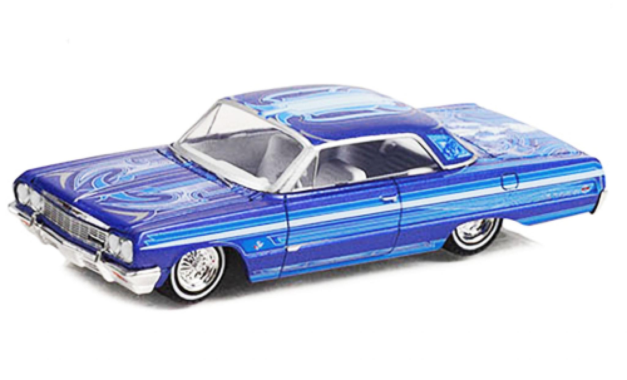 Chevrolet Impala 1/64 Greenlight Lowrider blauw 1964 modelauto