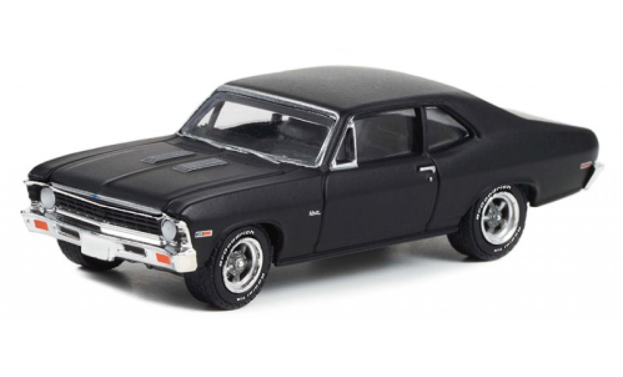 Chevrolet Nova 1/64 Greenlight matt-zwart 1969 modelauto