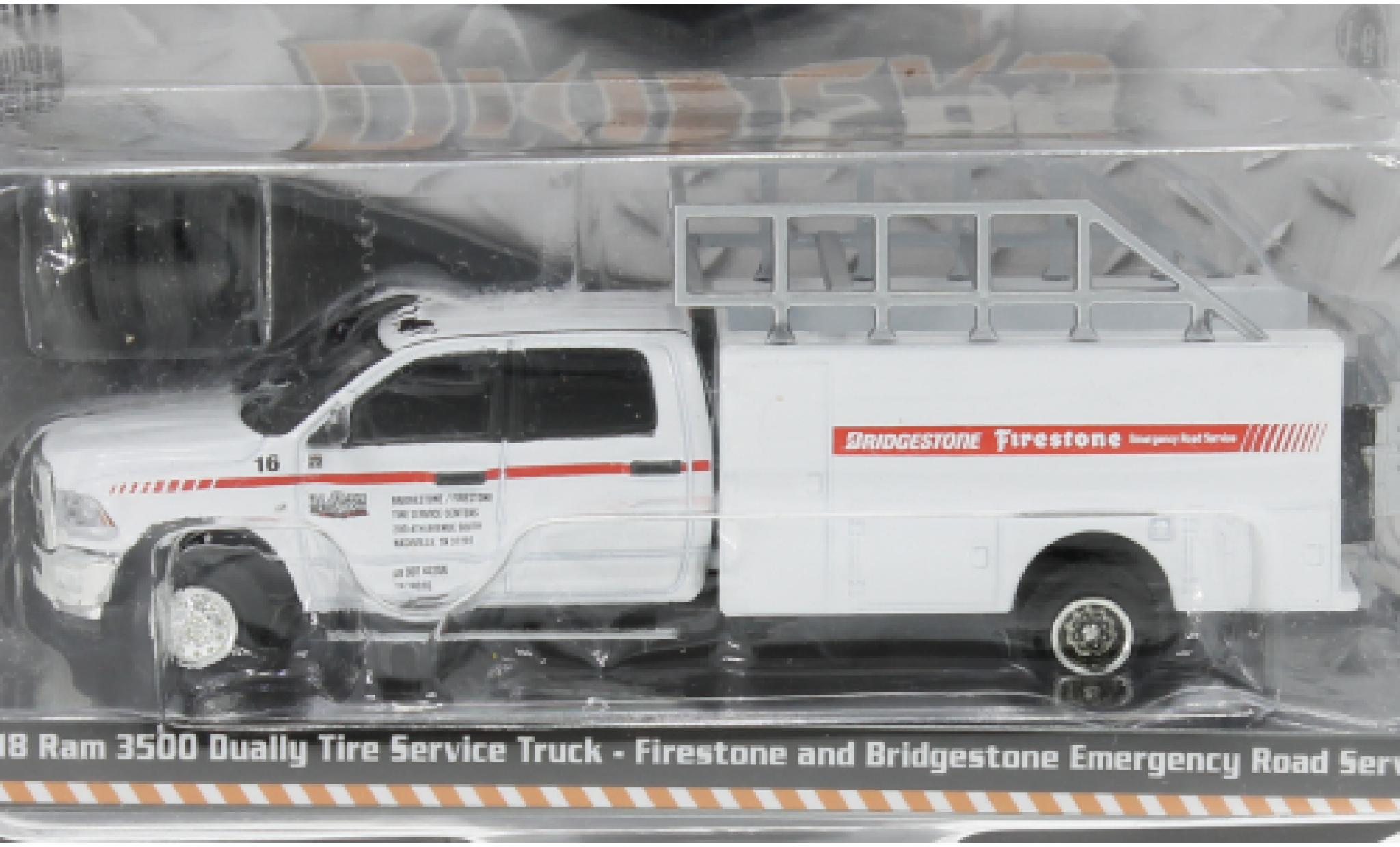 RAM 3 1/64 Greenlight Dodge 500 Dually Tire Service Truck Firestone and Bridgestone Road Service 2018 modelauto