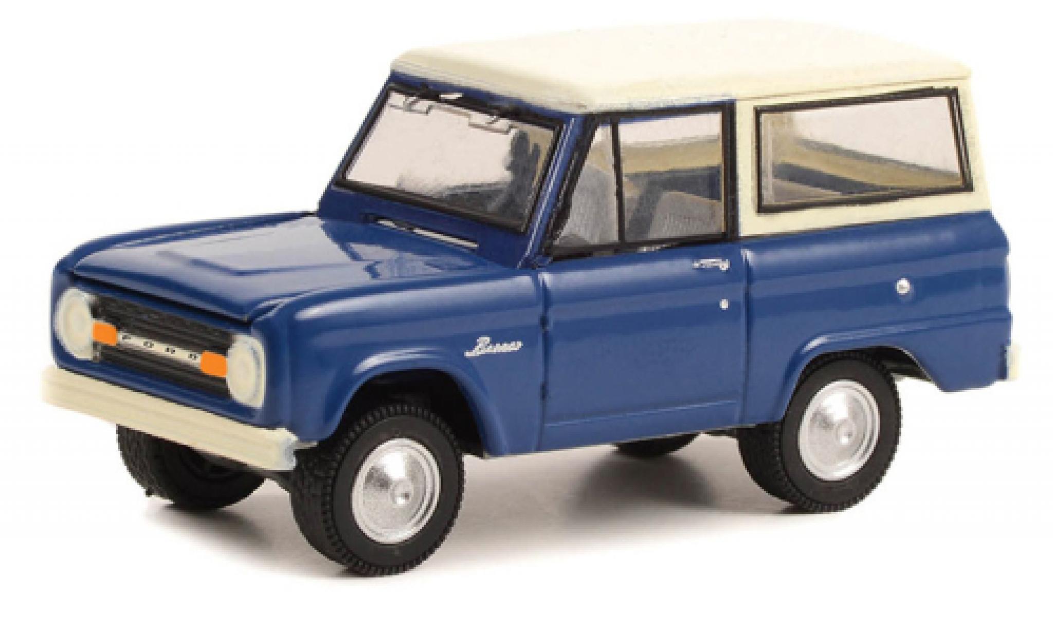 Ford Bronco 1/64 Greenlight blauw/beige 1966 modelauto