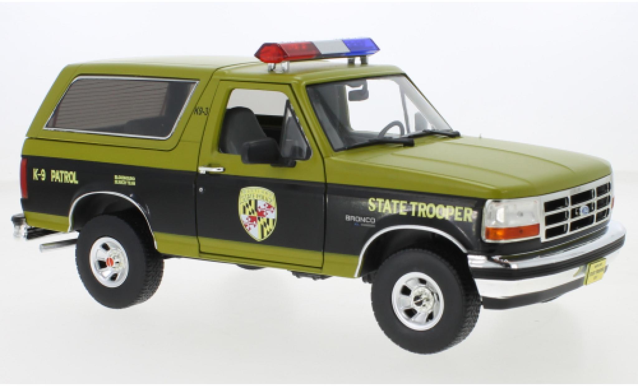 Ford Bronco 1/18 Greenlight Maryland State Politie 1996 modelauto