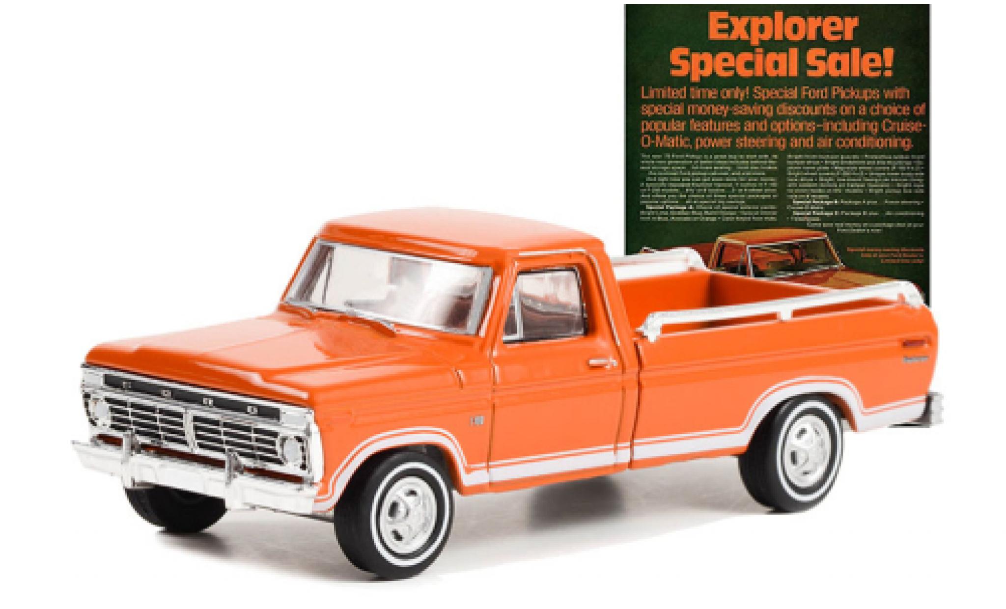 Ford F-1 1/64 Greenlight 00 Explorer oranje 1973 modelauto