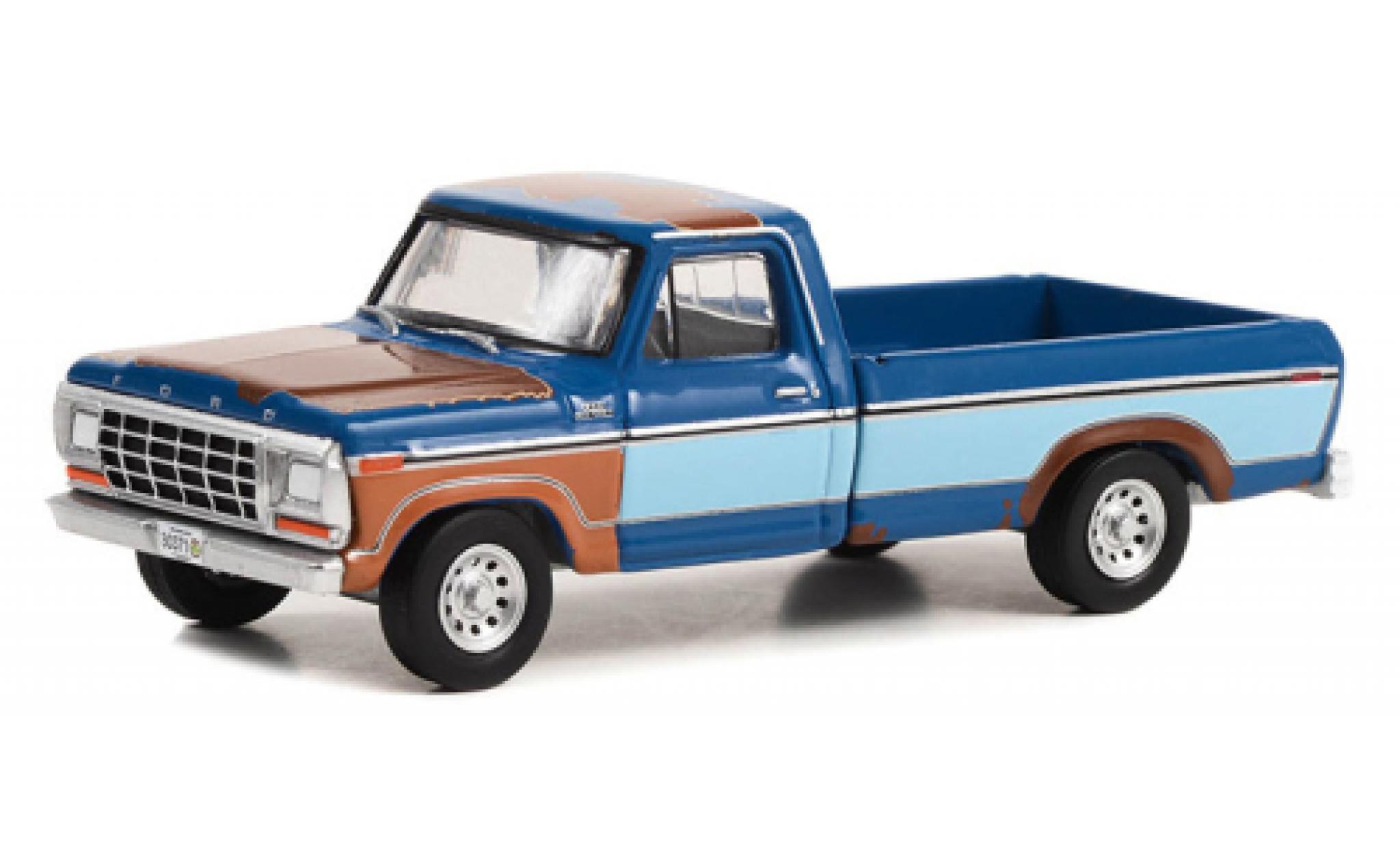 Ford F-250 1/64 Greenlight blauw/blauw Yellowstone 1978 modelauto