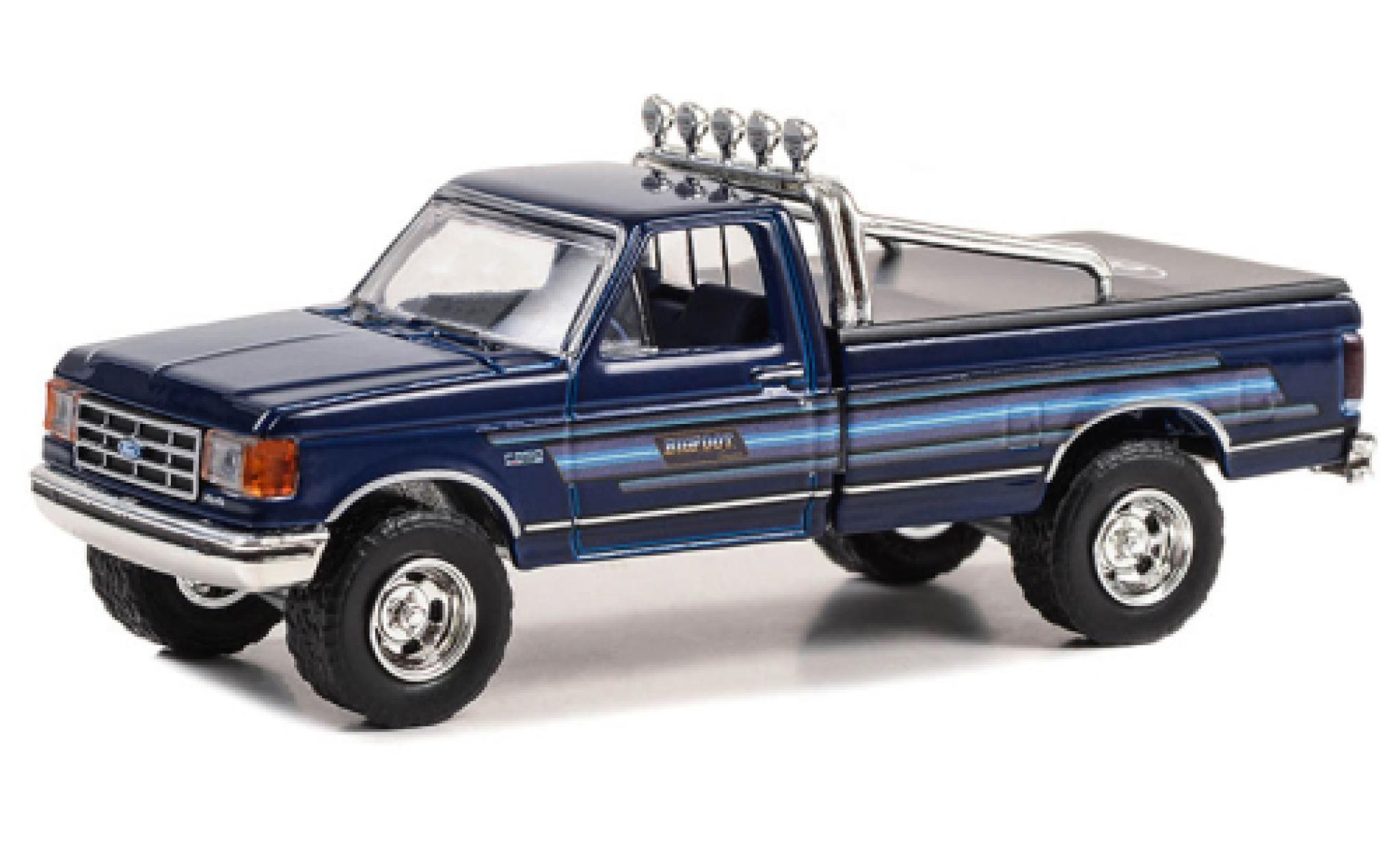 Ford F-250 1/64 Greenlight XLT Lariat blauw fonc&eacute;/D&eacute;corer 1987 modelauto