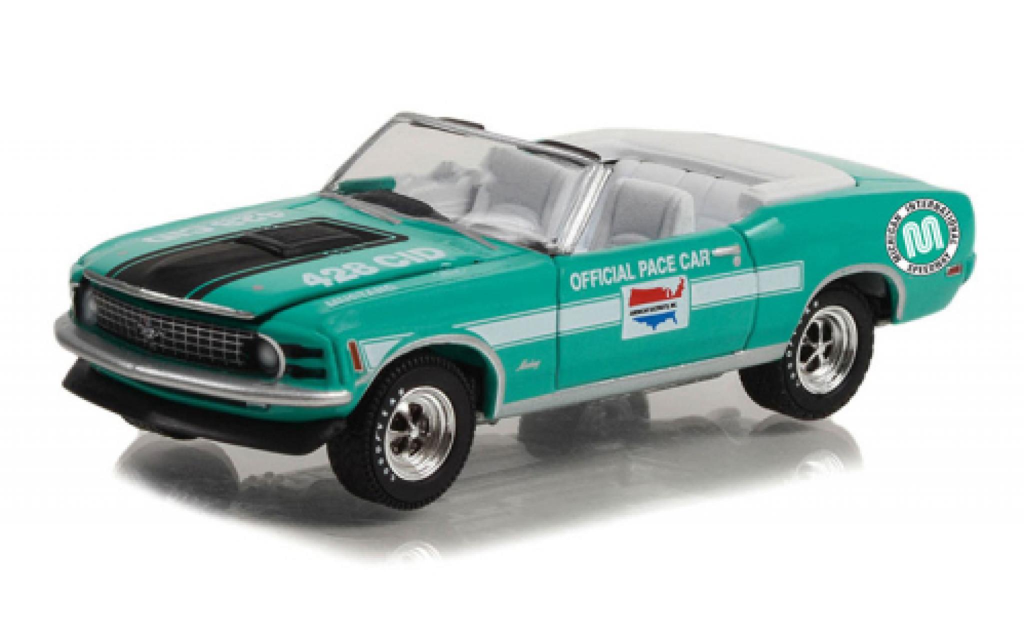 Ford Mustang 1/64 Greenlight Mach 1 Cobra Jet Cabriolet Michigan International Speedway Pace Car 1970 modelauto