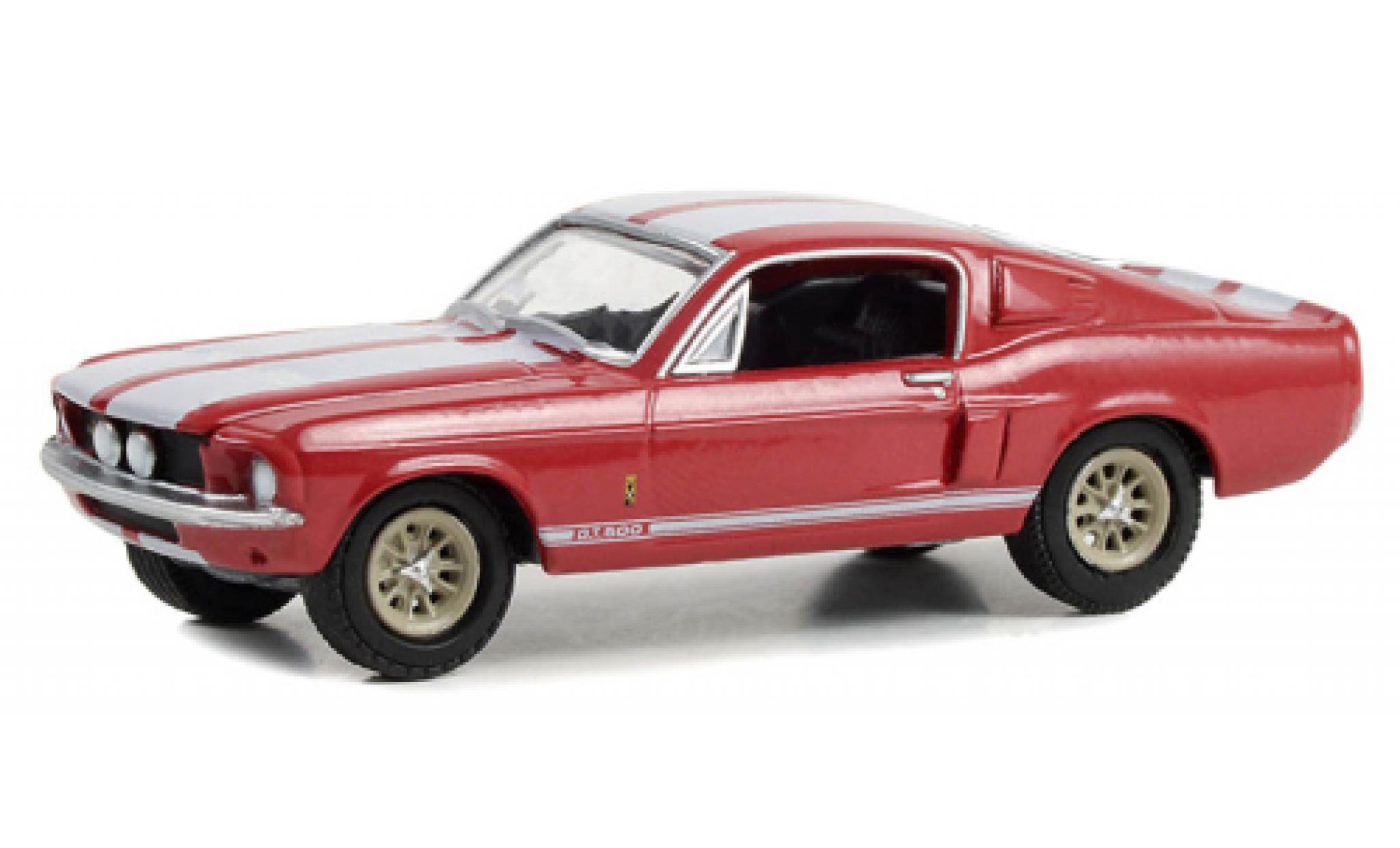 Shelby GT 500 1/64 Greenlight Ford Mustang rood/wit 1967 modelauto