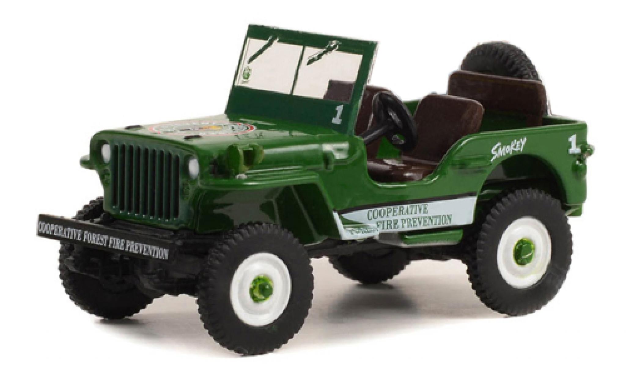 Jeep Willys 1/64 Greenlight MB groen Smokey Bear 1945 modelauto