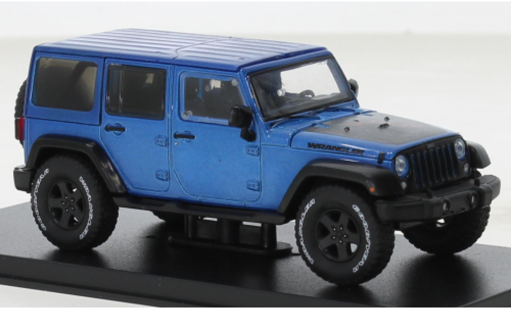 Jeep Wrangler 1/43 Greenlight Unlimited Black Bear Edition metallic blauw 2016 modelauto