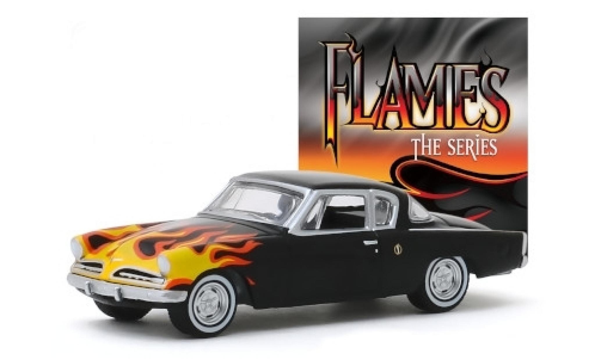 Studebaker Champion 1/64 Greenlight tuning zwart/D&eacute;corer Flames - The Series 1954 modelauto