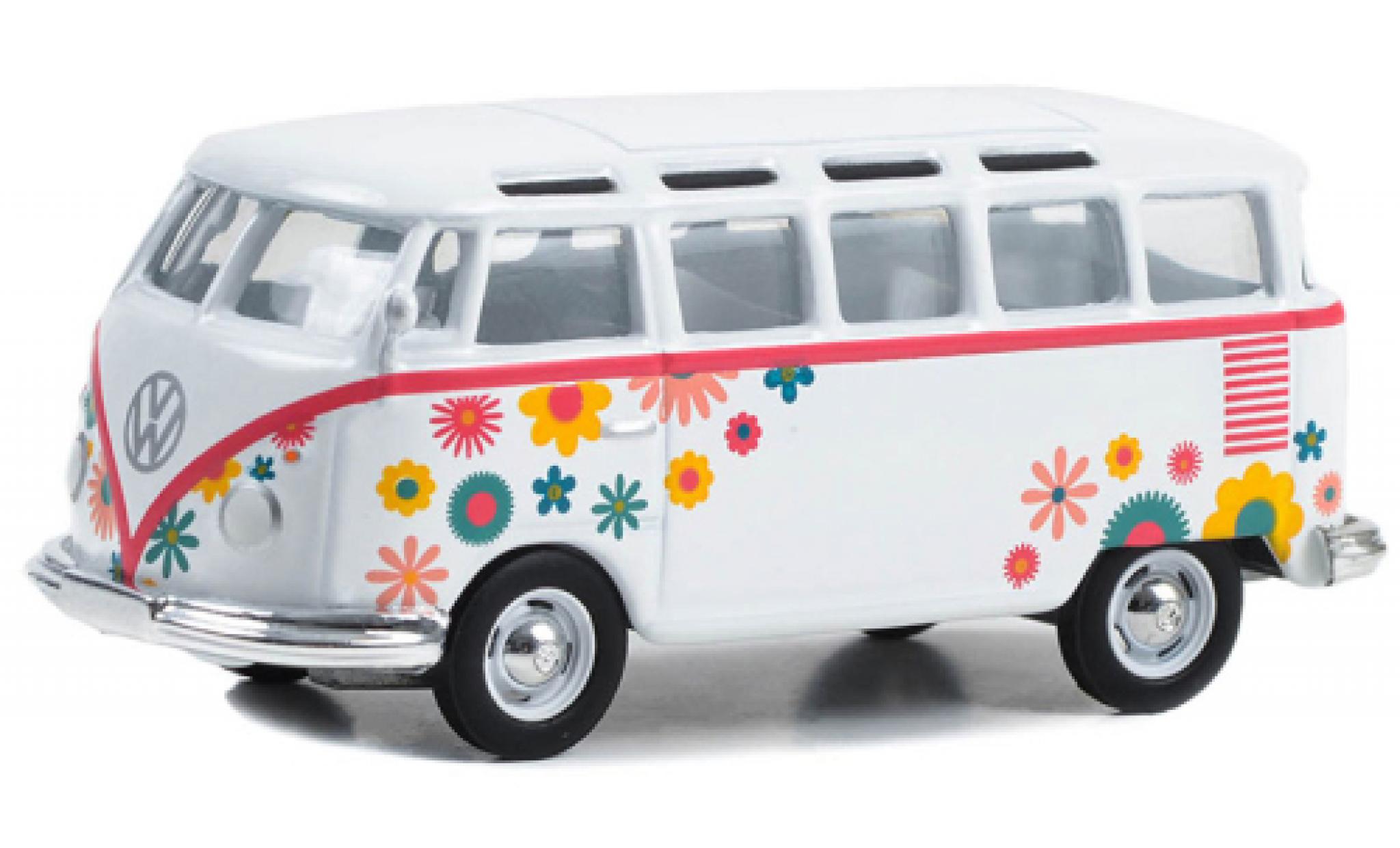 Volkswagen T1 1/64 Greenlight Samba bus wit/D&eacute;corer 1964 modelauto