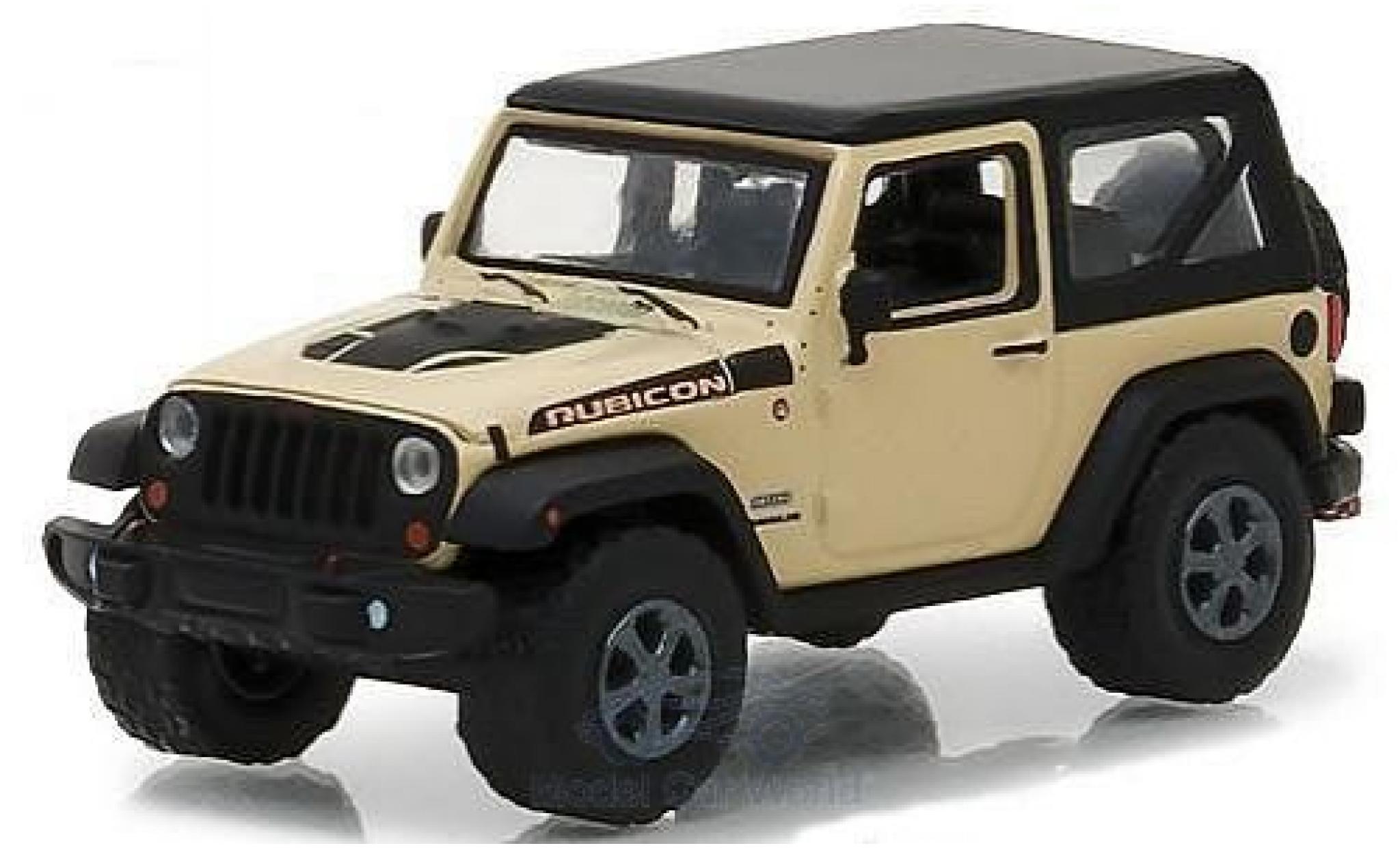 Jeep Wrangler 1/64 Greenlight Rubicon Recon beige/zwart 2017 modelauto