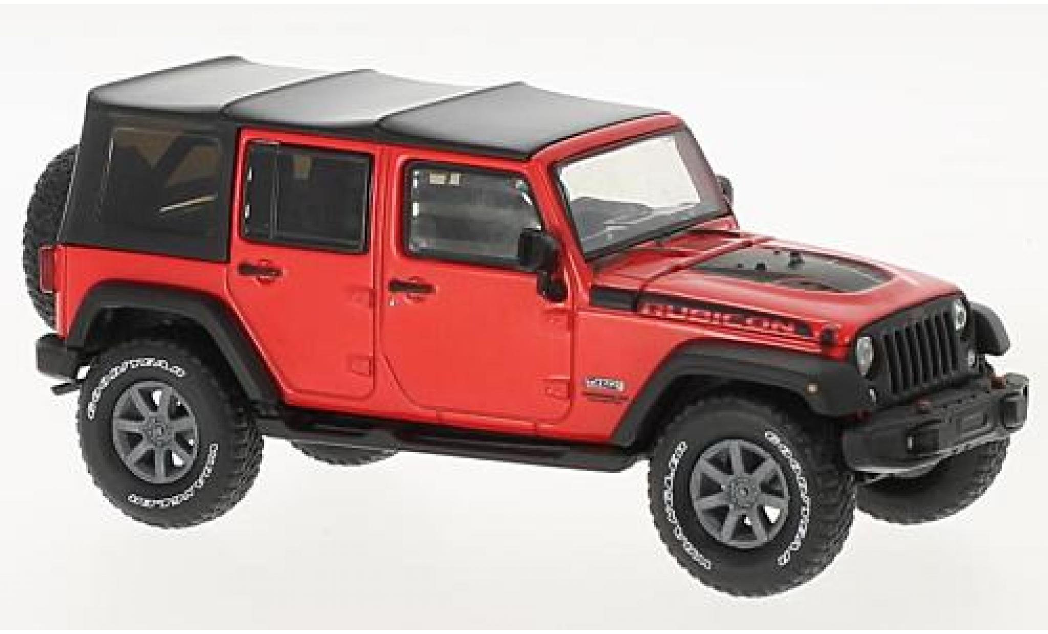 Jeep Wrangler 1/43 Greenlight Unlimited rood/zwart Rubicon Recon 2017 modelauto