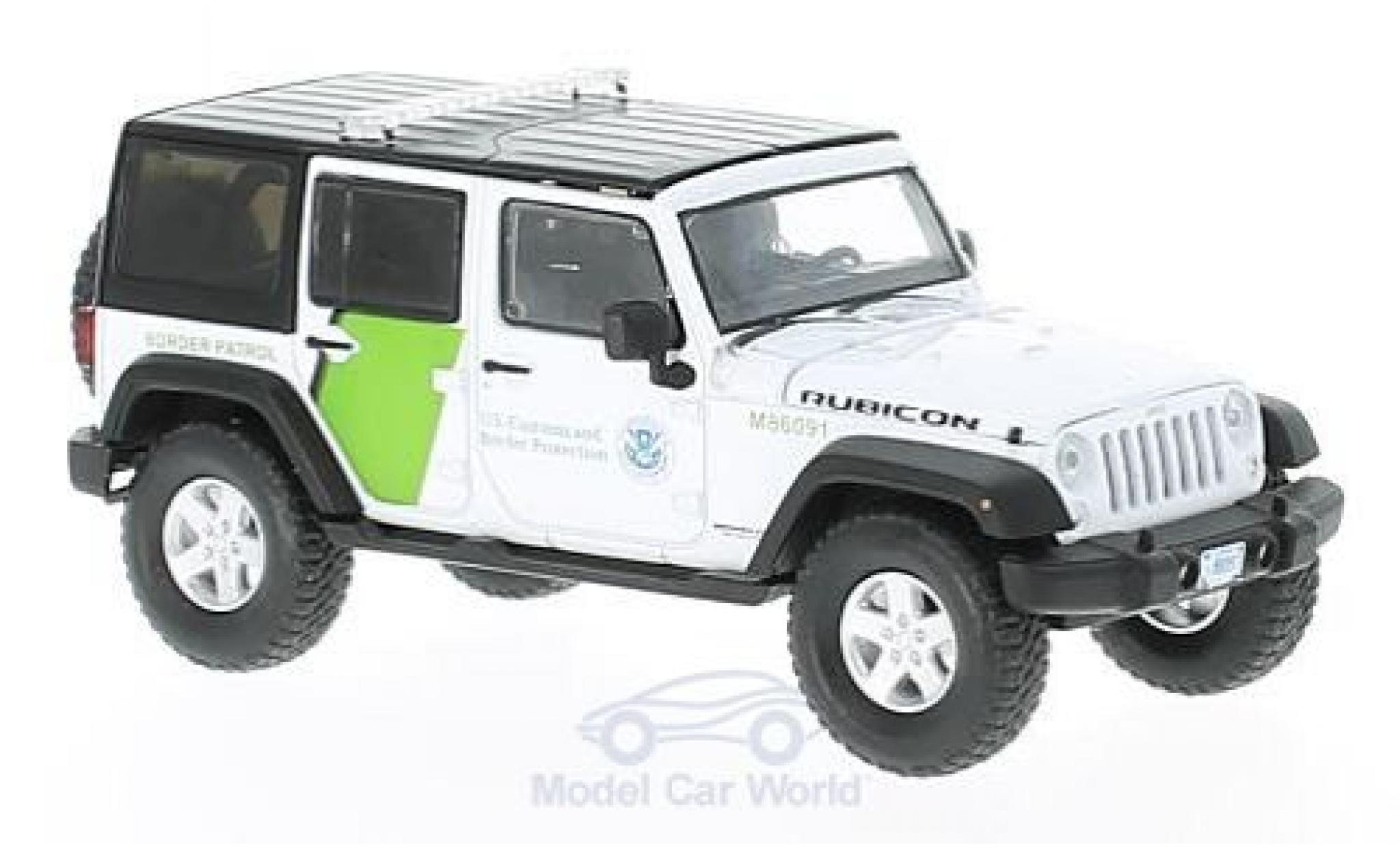 Jeep Wrangler 1/43 Greenlight Unlimited wit/groen U.S. Customs and Border Proodection 2015 modelauto