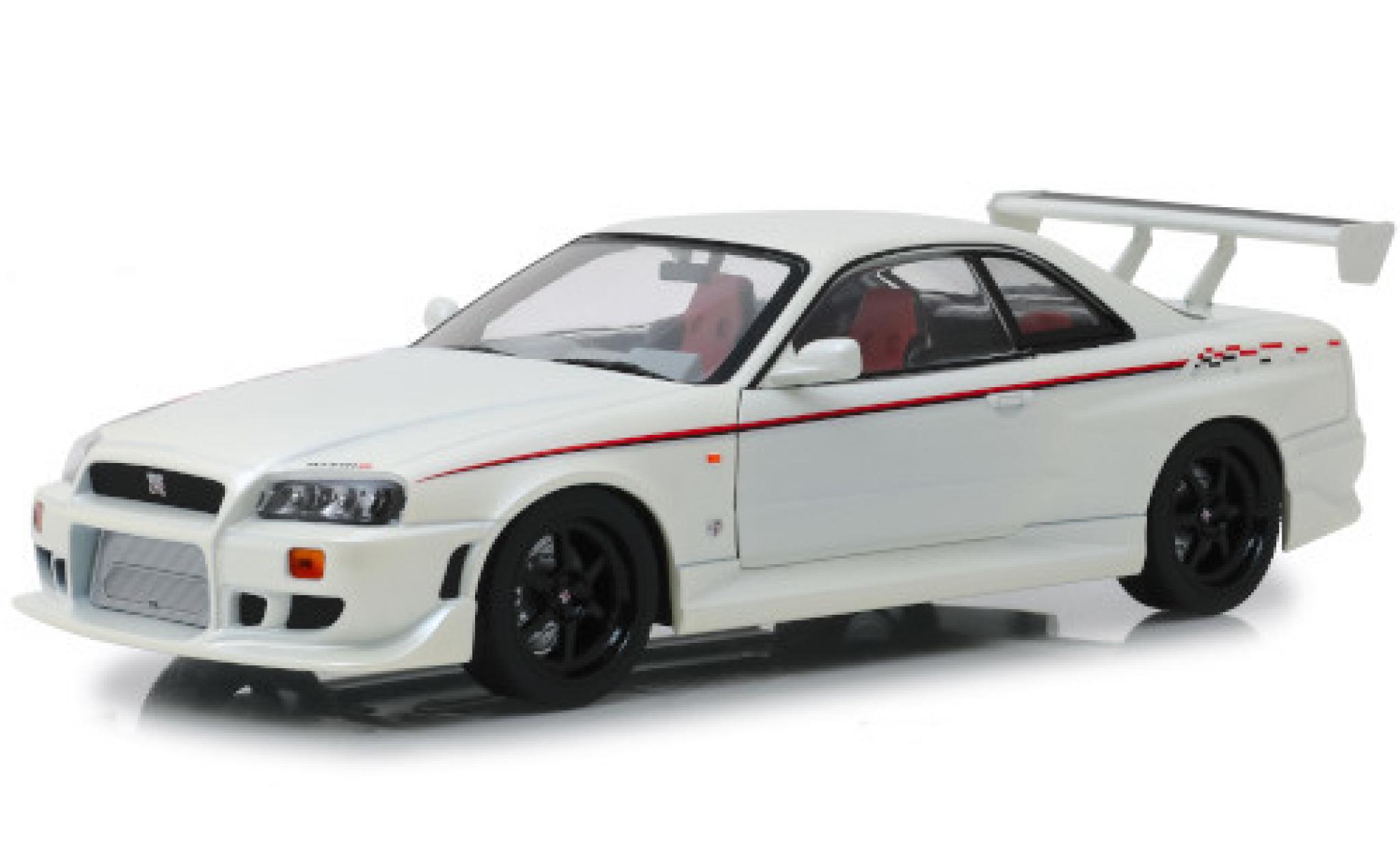 Nissan Skyline 1/18 Greenlight GT-R (R34) Nismo wit/Dekor RHD 1999 modelauto
