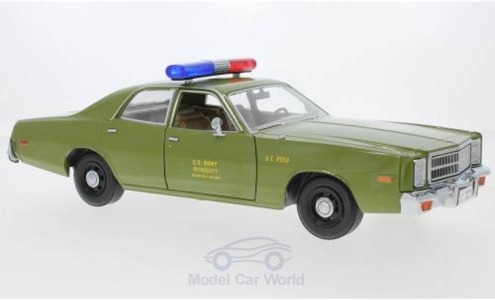 Plymouth Fury 1/18 Greenlight The A-Team 1977 Military Politie modelauto