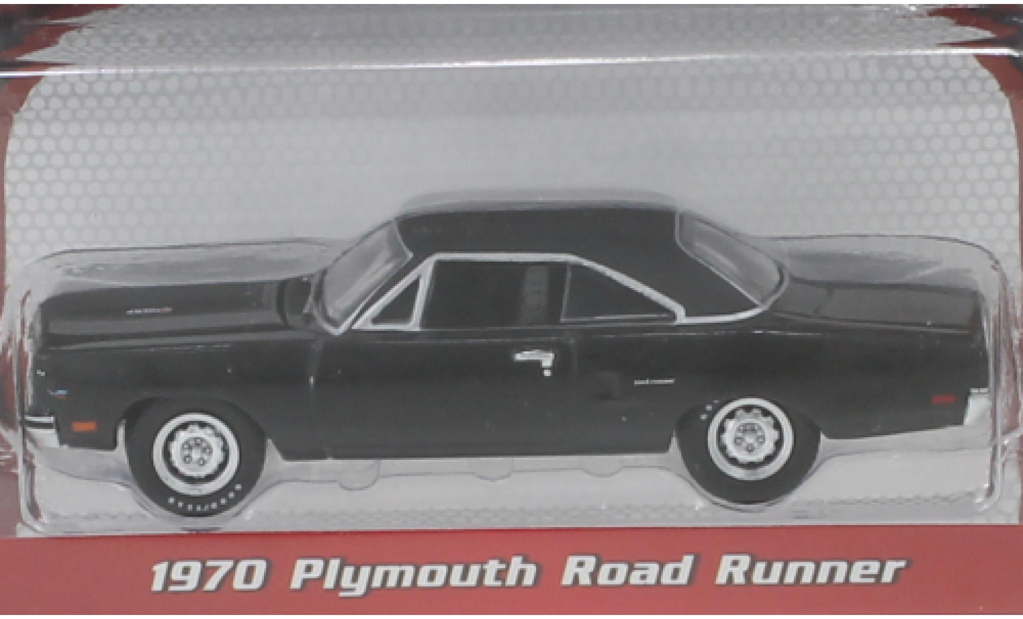 Plymouth Road Runner 1/64 Greenlight zwart 1970 modelauto