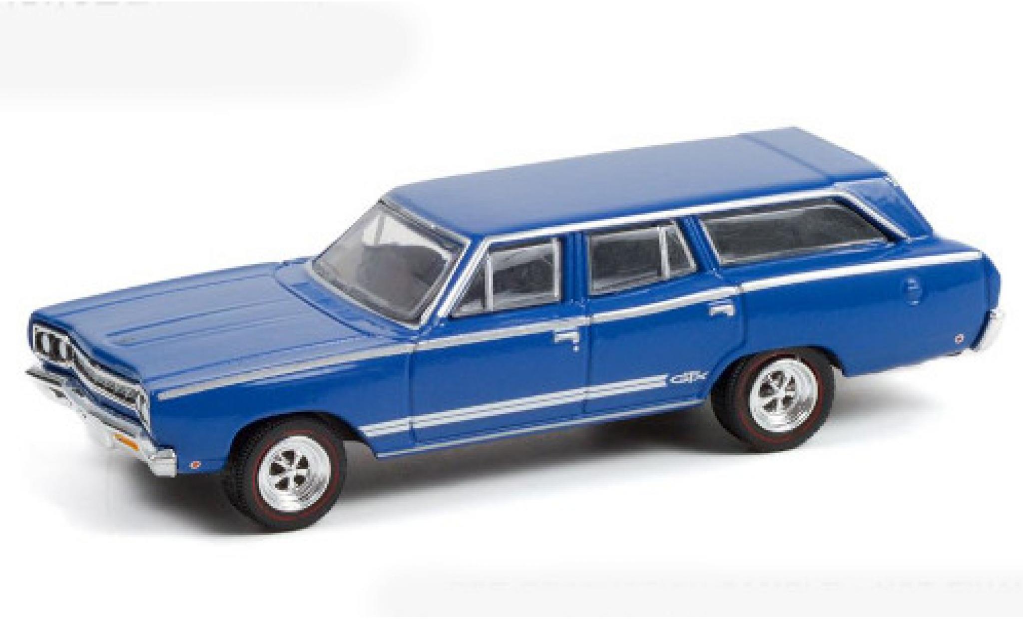 Plymouth Satellite 1/64 Greenlight blauw/Dekor 1968 modelauto