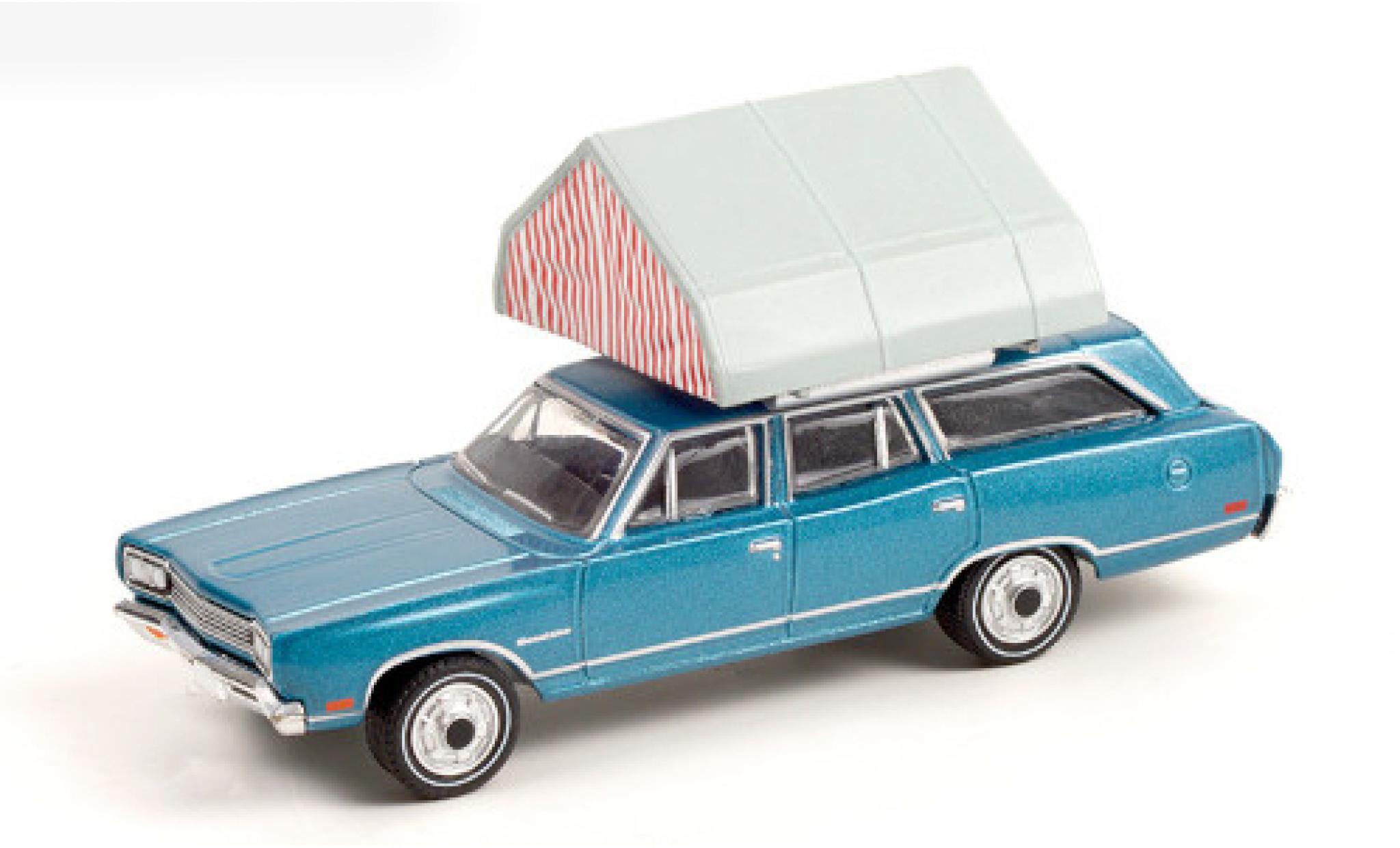 Plymouth Satellite 1/64 Greenlight Station Wagon metallic blauw 1969 modelauto