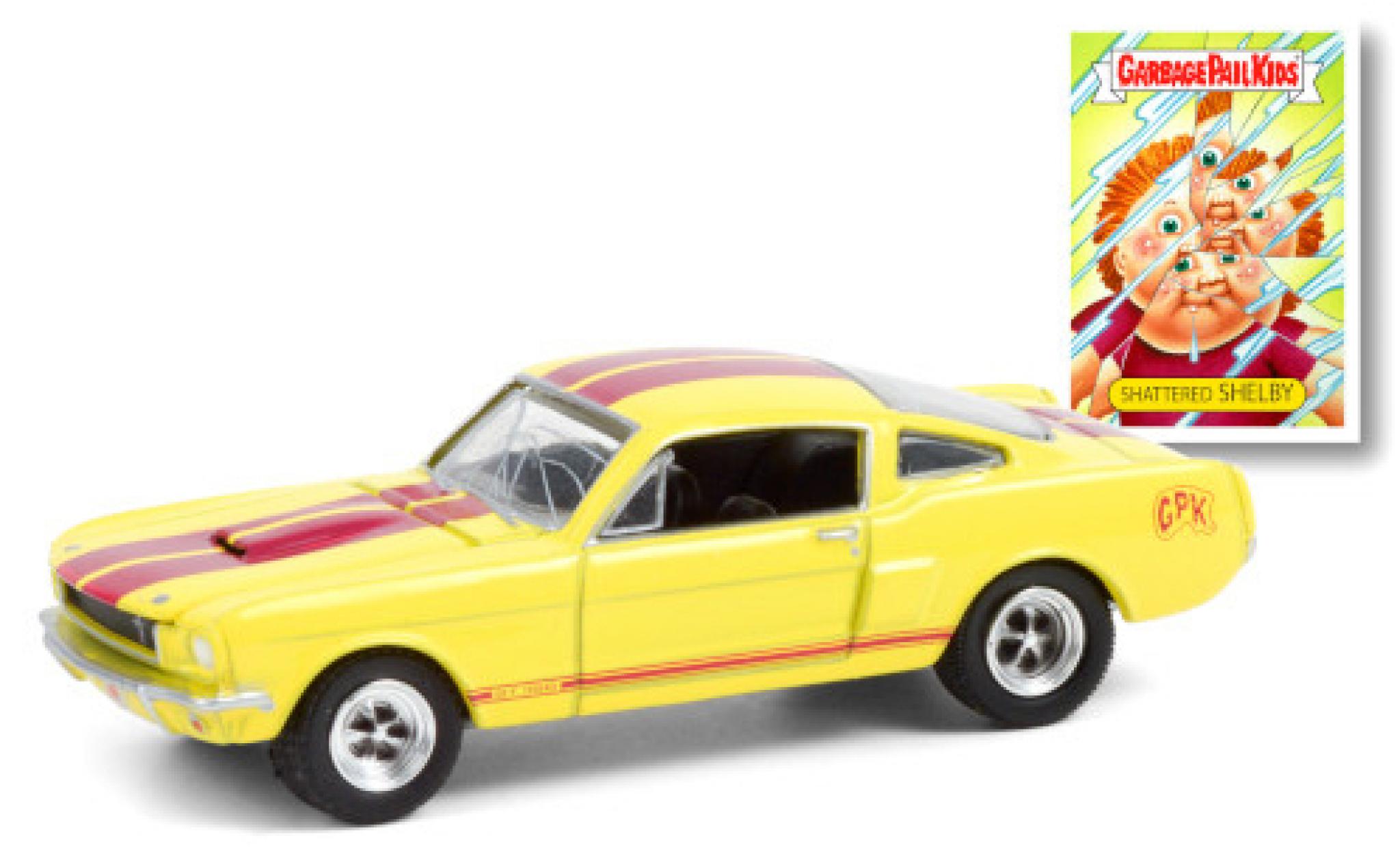 Shelby GT 1/64 Greenlight 350 geel/rood GPK - Garbage Pail Kids 1966 modelauto