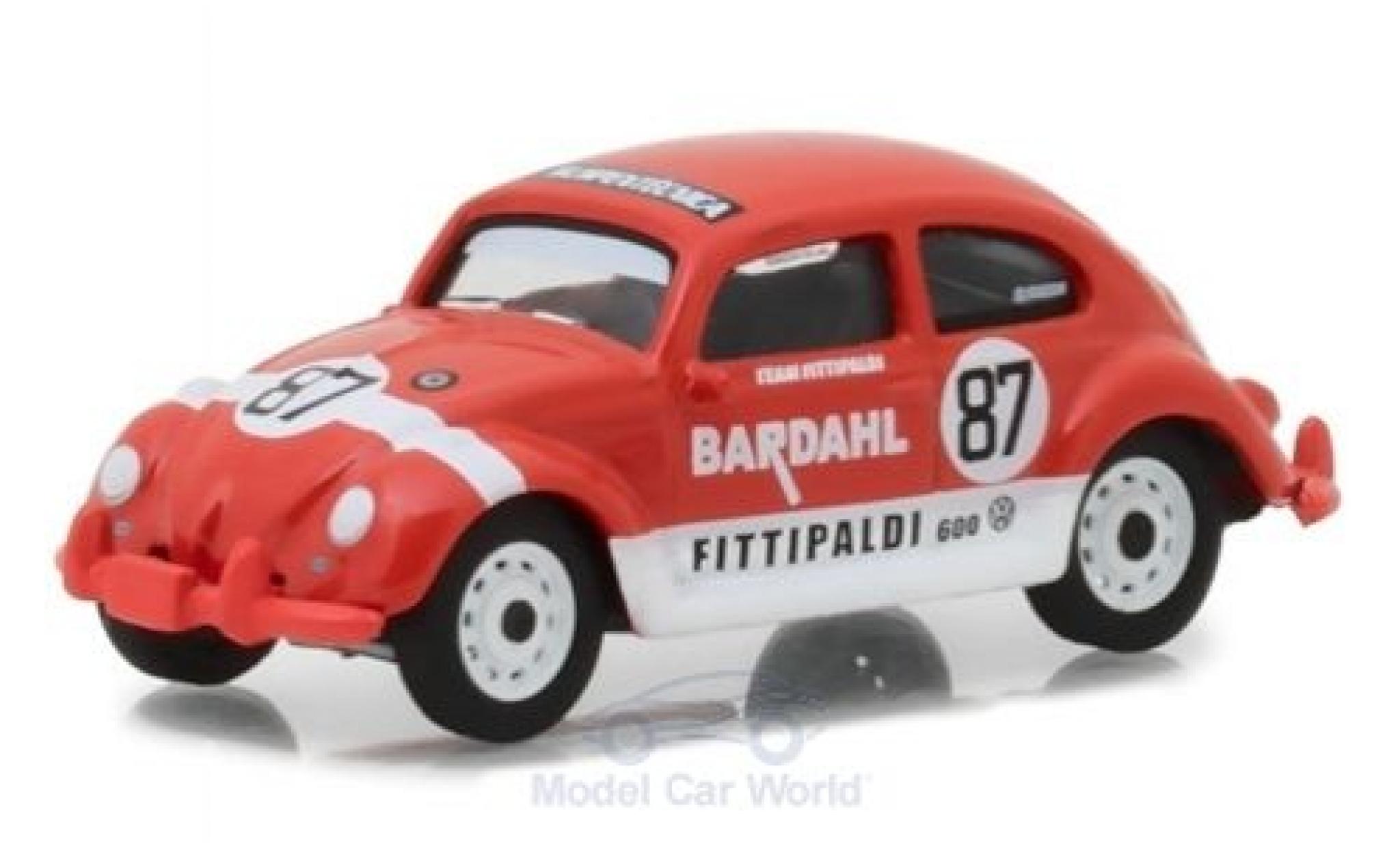 Volkswagen Beetle 1/64 Greenlight rood/wit 1967 Bardahl Team Fittipaldi modelauto