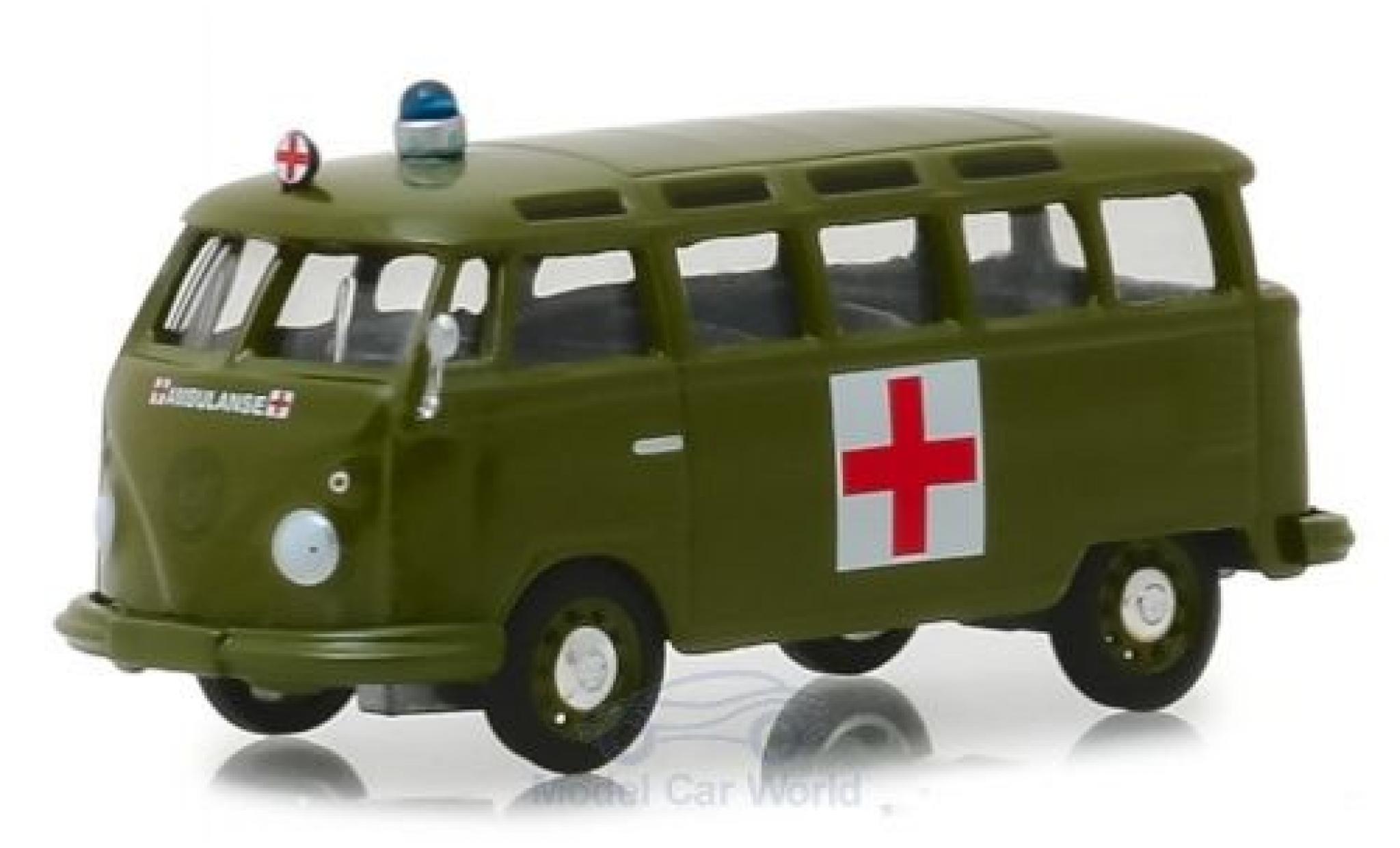 Volkswagen T1 1/64 Greenlight Samba Bus Army Ambulance 1964 modelauto