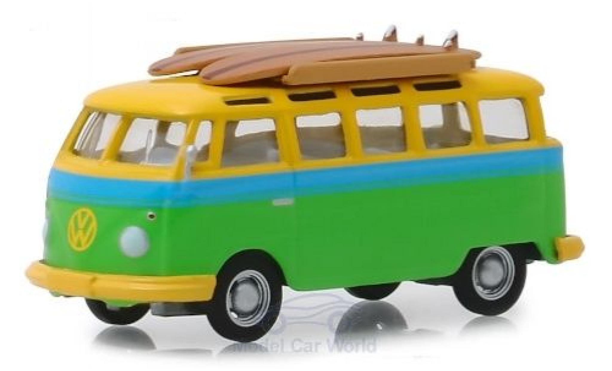 Volkswagen T1 1/64 Greenlight Samba groen/geel 1964 modelauto