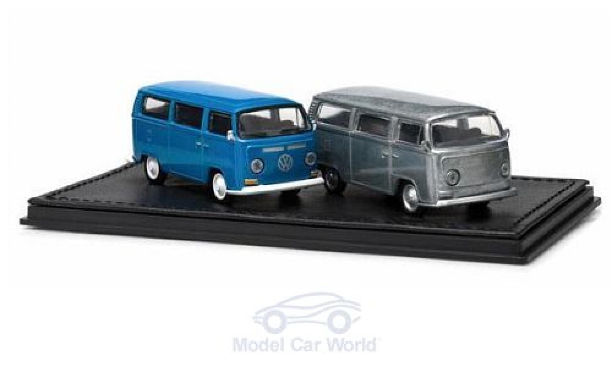 Volkswagen T2 1/64 Greenlight Bus 2er-Set blauw/aluminium modelauto