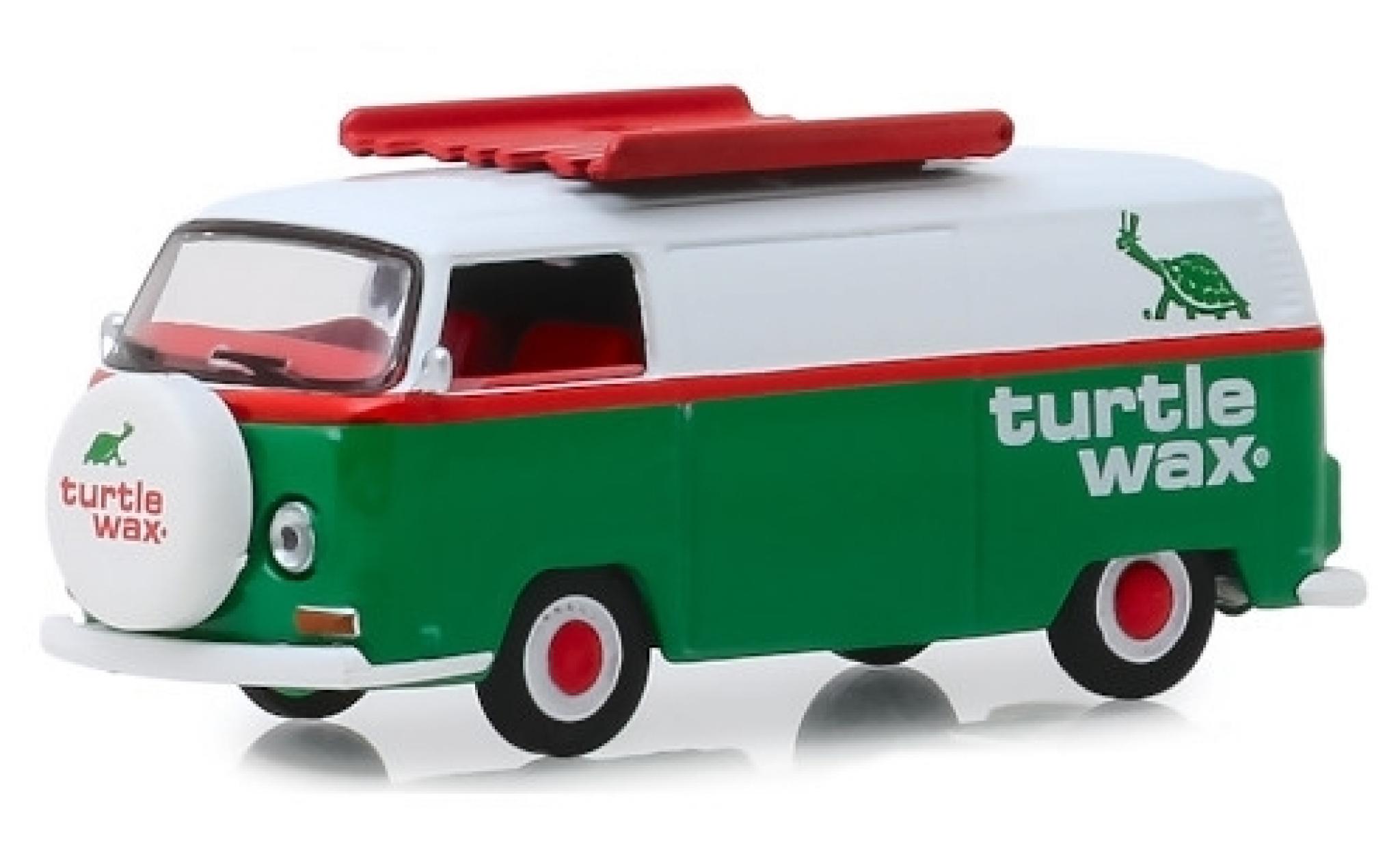 Volkswagen T2 1/64 Greenlight Kasten groen/wit Turtle Wax 1972 modelauto