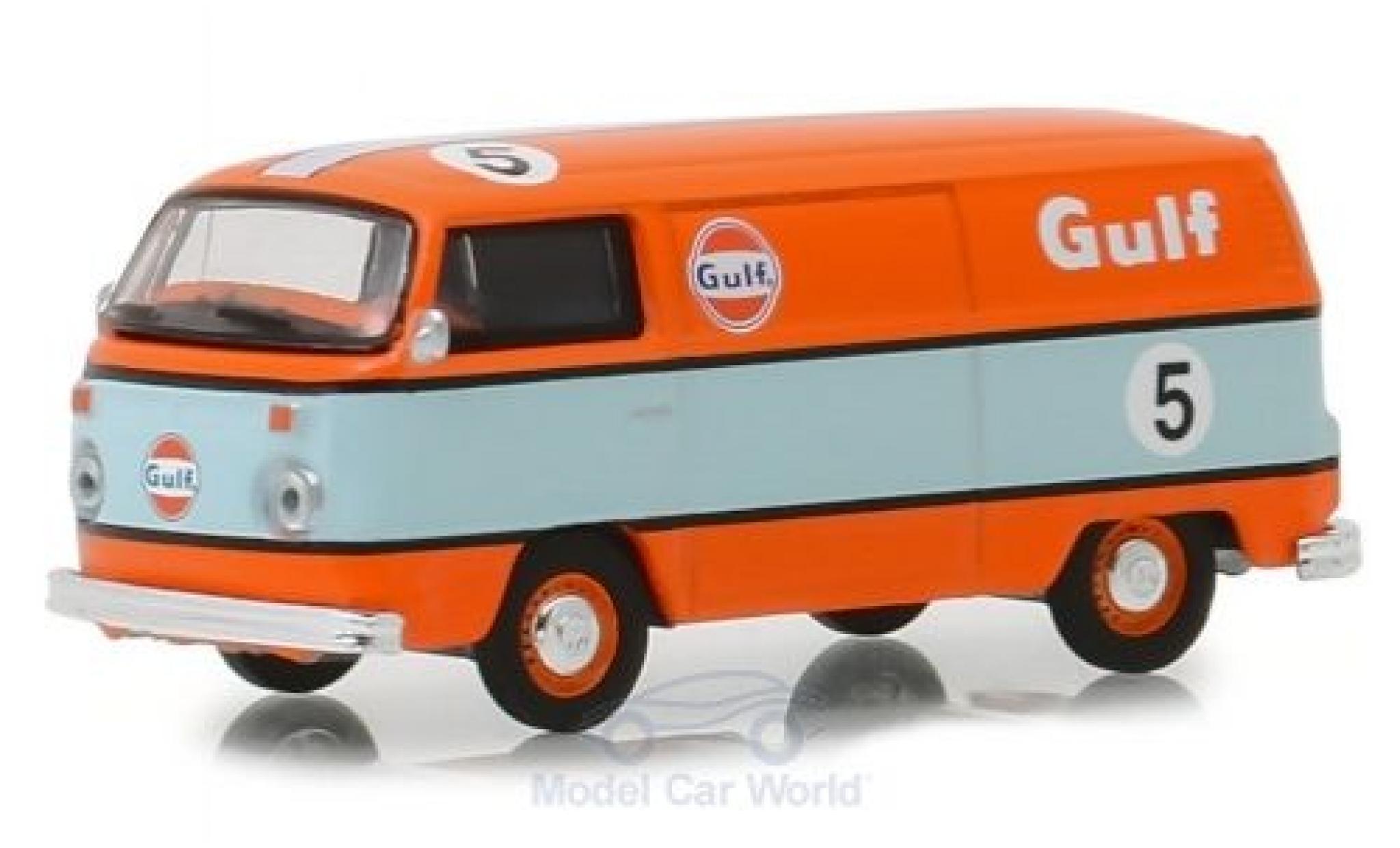 Volkswagen T2 1/64 Greenlight Bestelwagen oranje/blauw 1975 modelauto