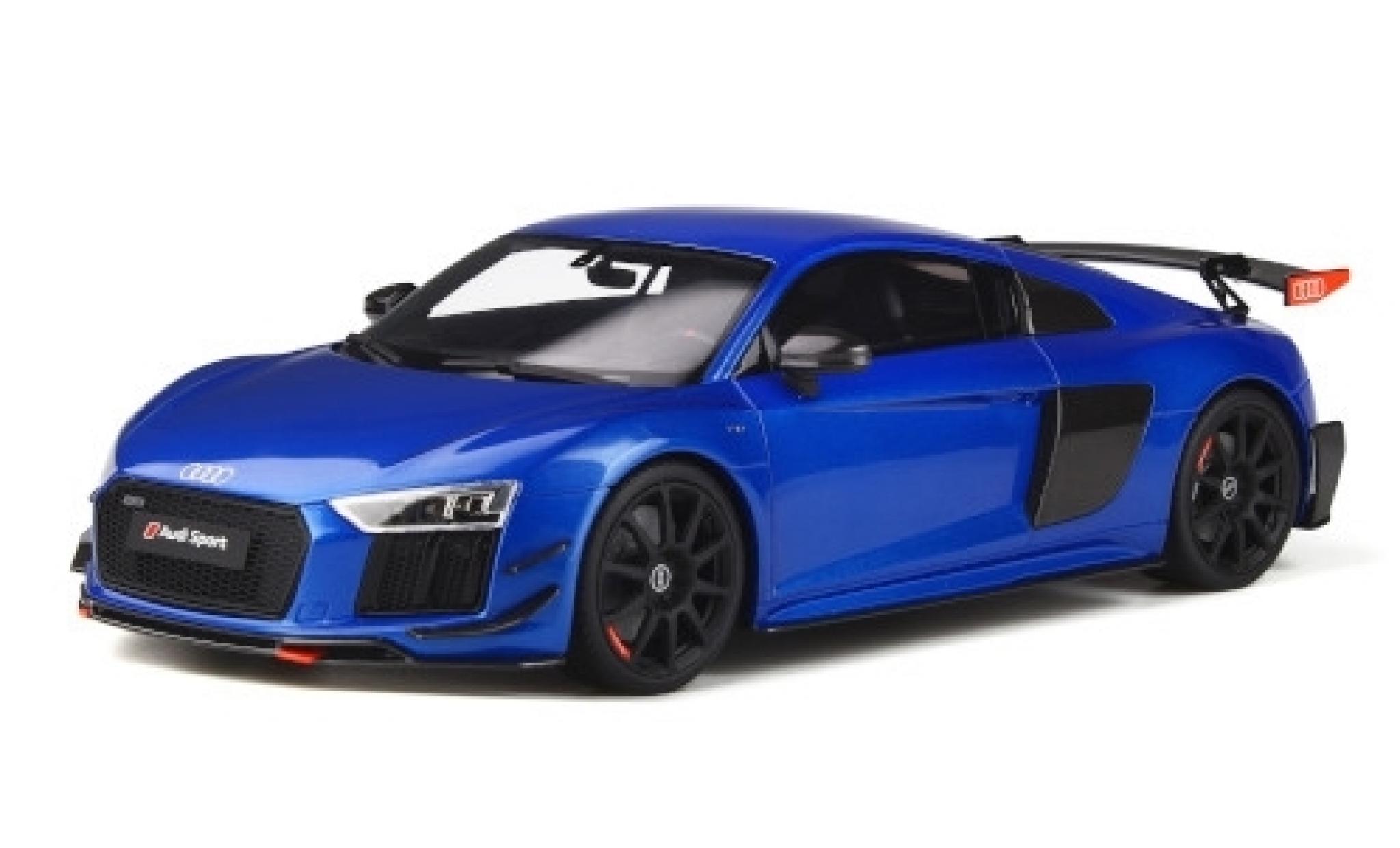 Audi R8 1/18 GT Spirit Performance Parts metallic blauw modelauto