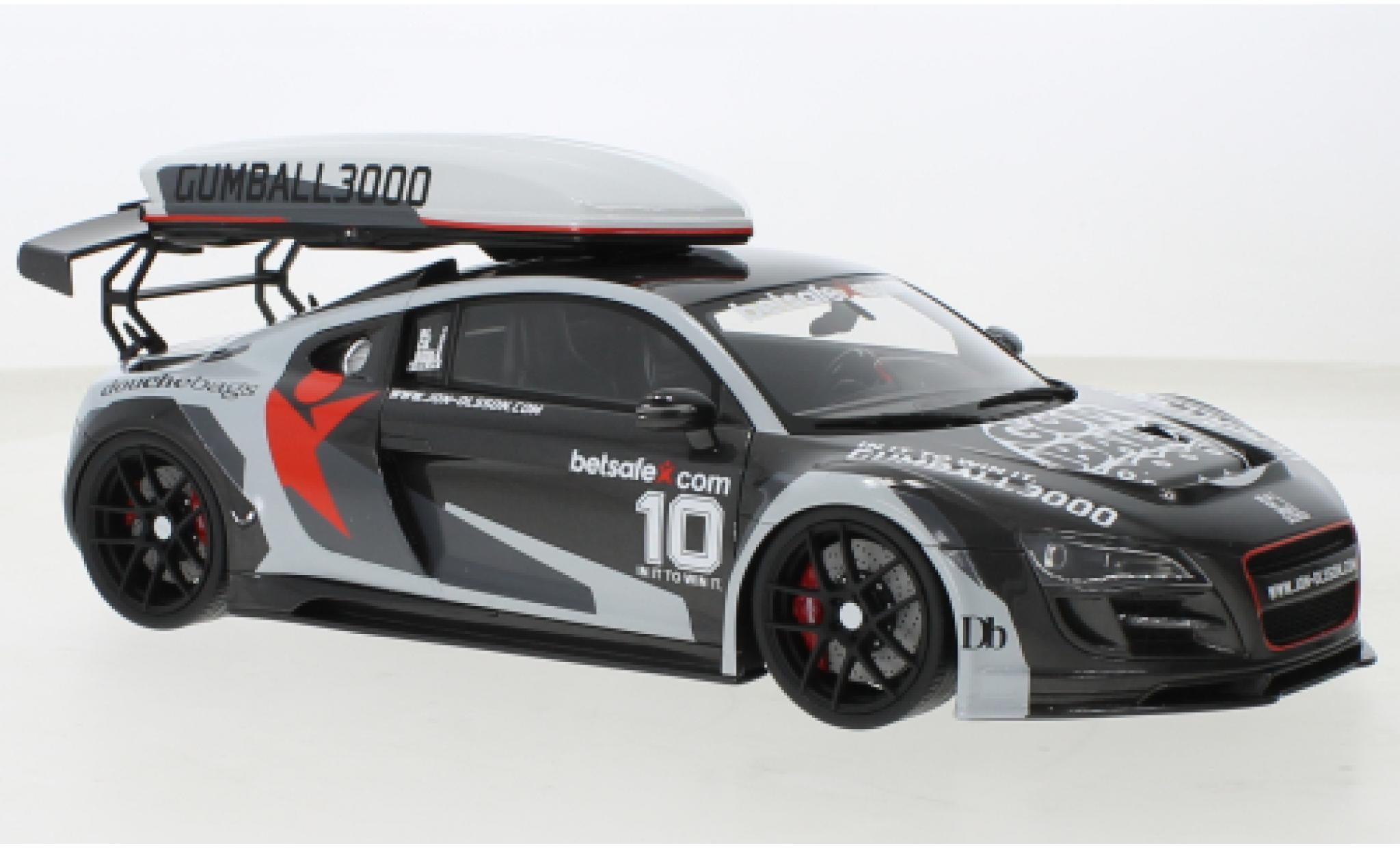 Audi R8 1/18 GT Spirit Body Kit Gumball 3000 zwart/D&eacute;corer 2013 modelauto