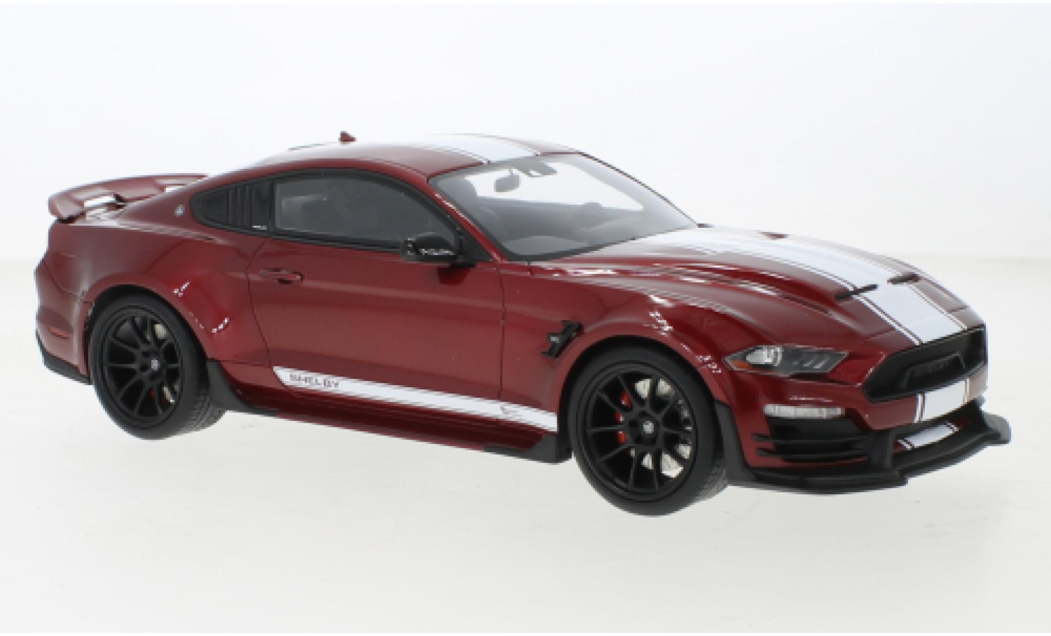 Ford Mustang 1/18 GT Spirit Shelby Super Snake metallic rood fonc&eacute;/wit 2020 modelauto