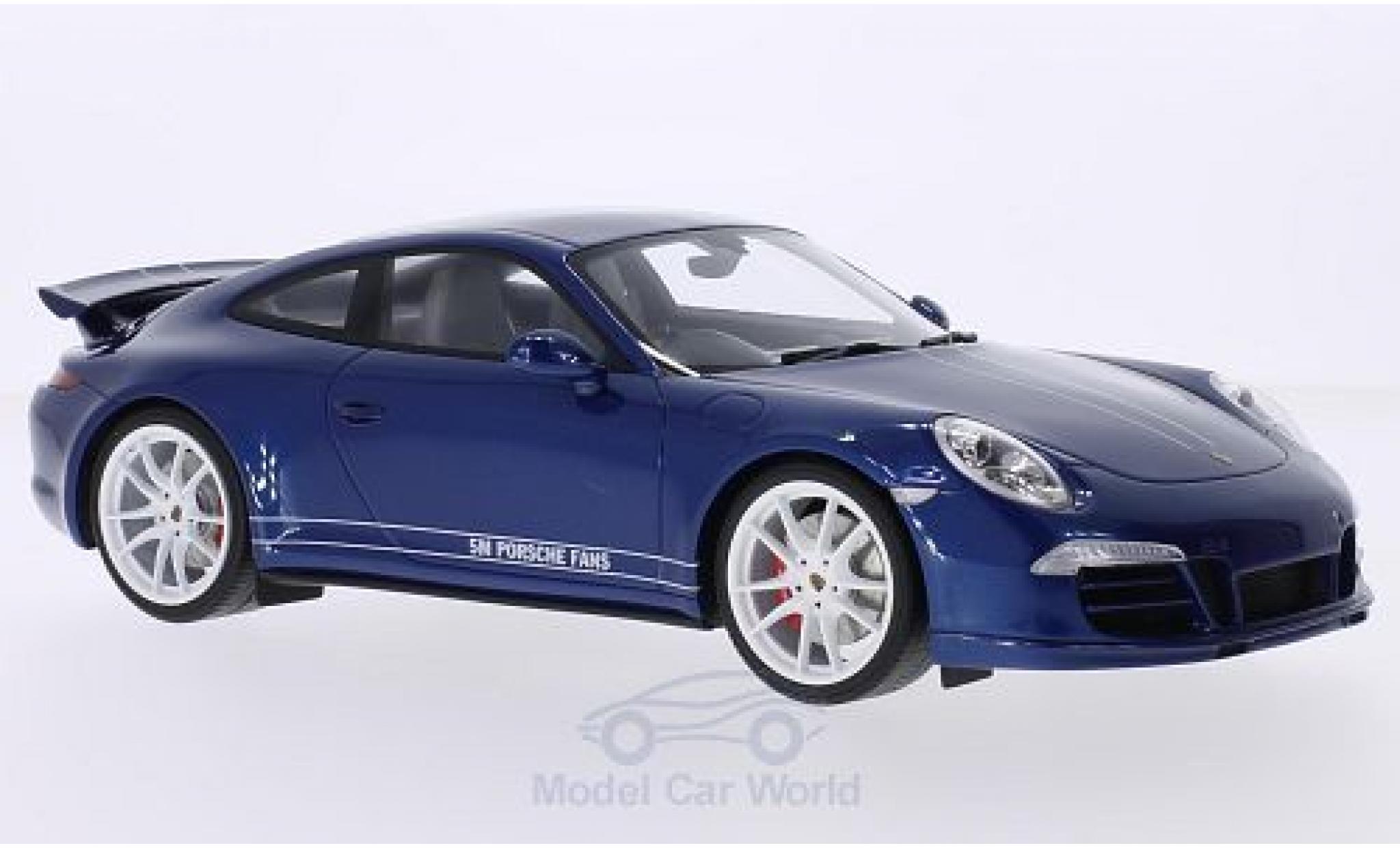 Porsche 991 4S 1/18 GT Spirit 911 () Carrera 4S metallic blauw/wit RHD 5M Fans modelauto