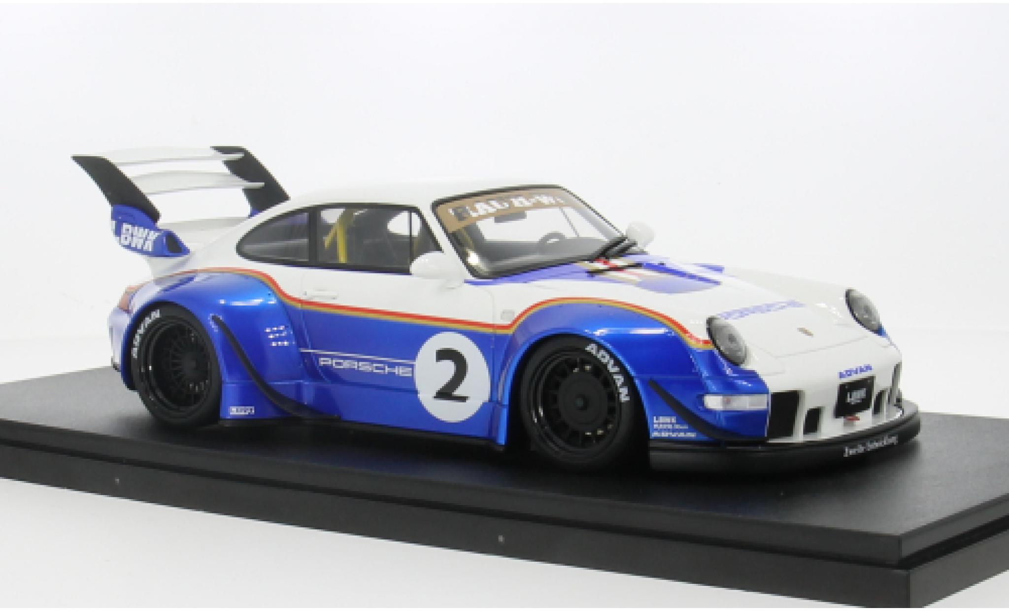 Porsche 993 RWB 1/18 GT Spirit 911  LBWK blauw/wit 2023 1:18 modelauto