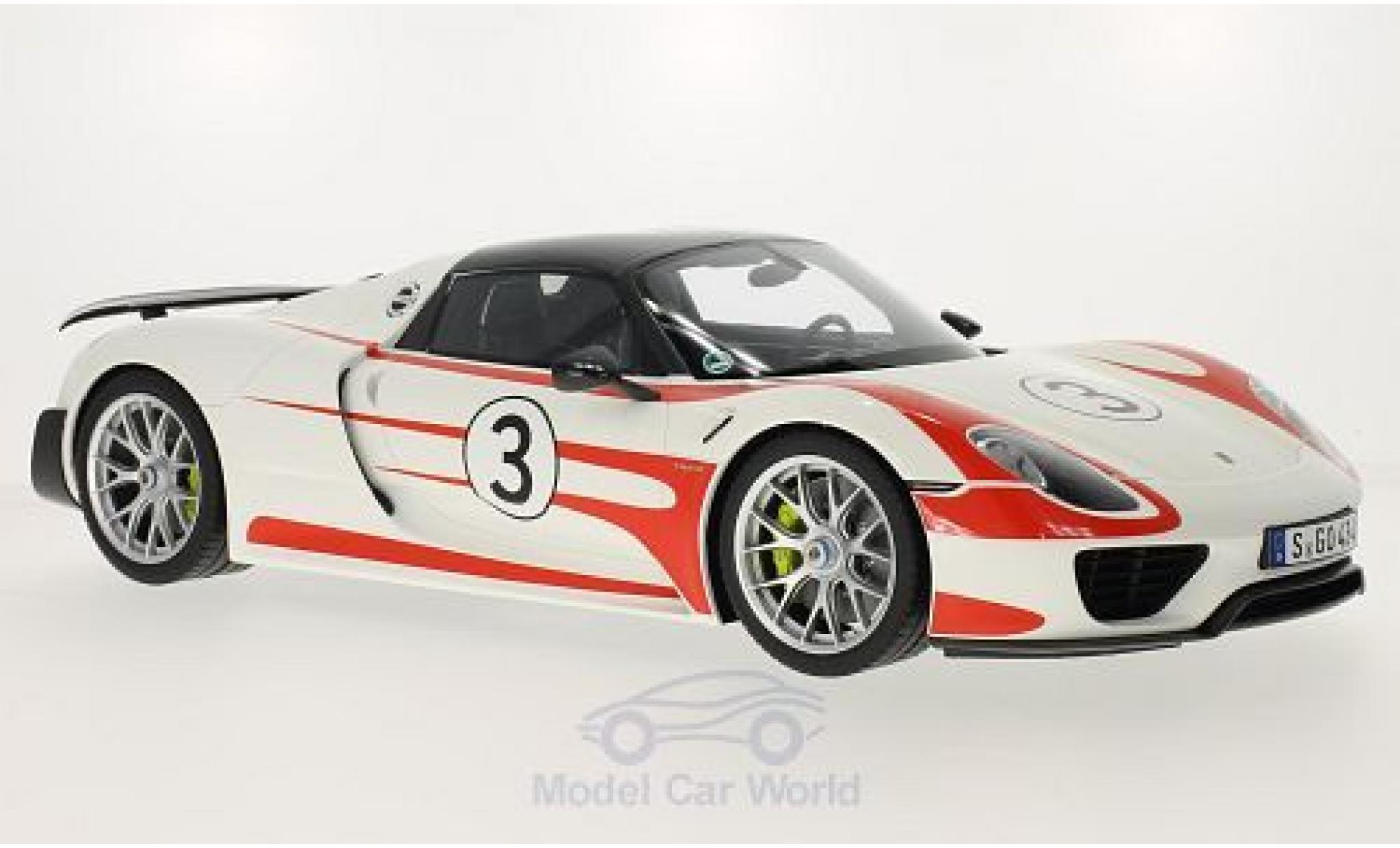 Porsche 918 1/12 GT Spirit Spyder wit/Dekor Weissach Package modelauto