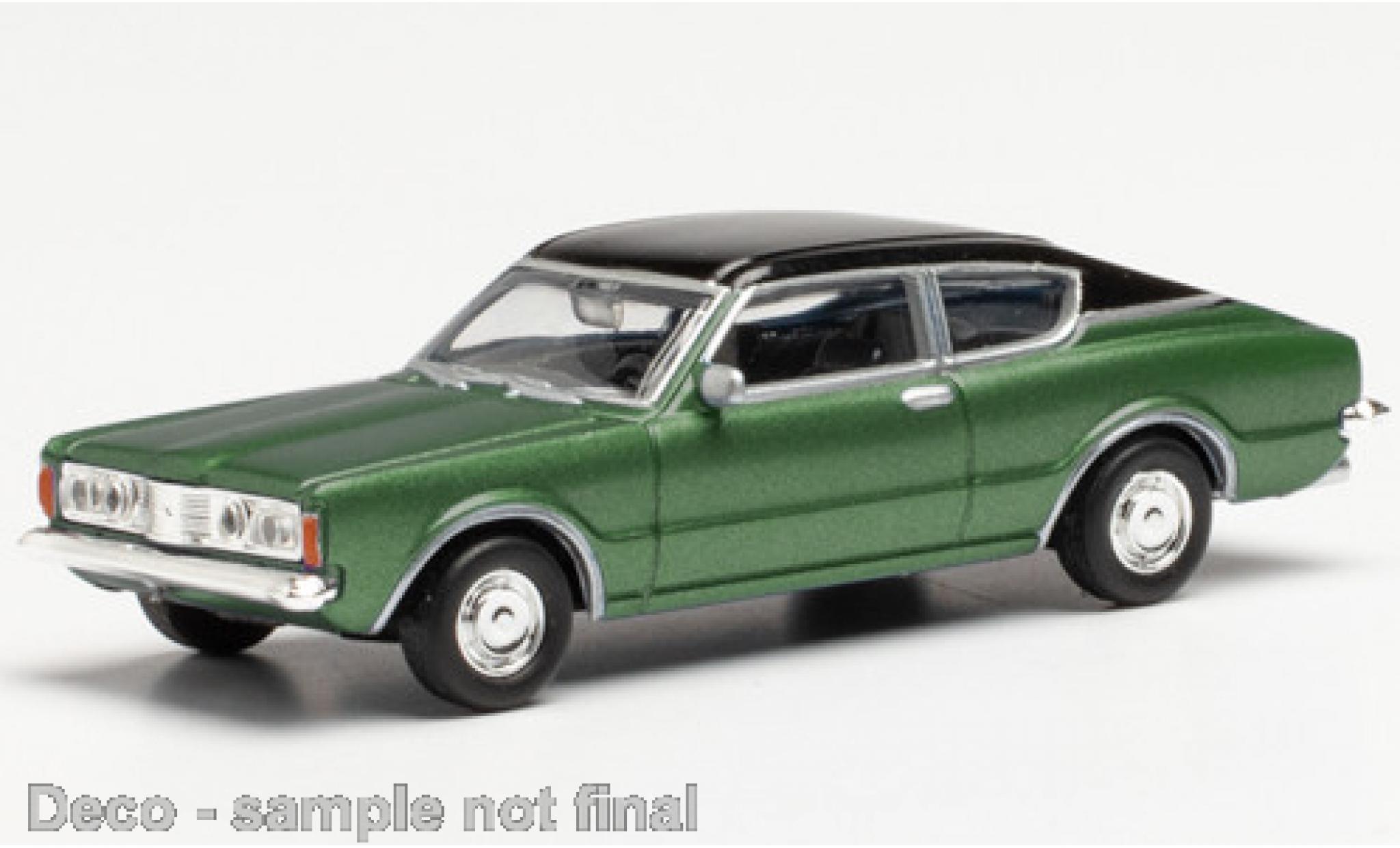 Ford Taunus 1/87 Herpa (TC I) Coupe metallic groen/zwart modelauto