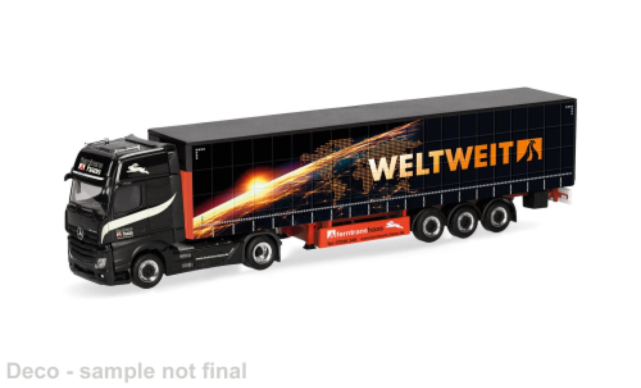 Mercedes Actros 1/87 Herpa 18 L zwart Ferntrans Haas/weltweit 1:87 modelauto