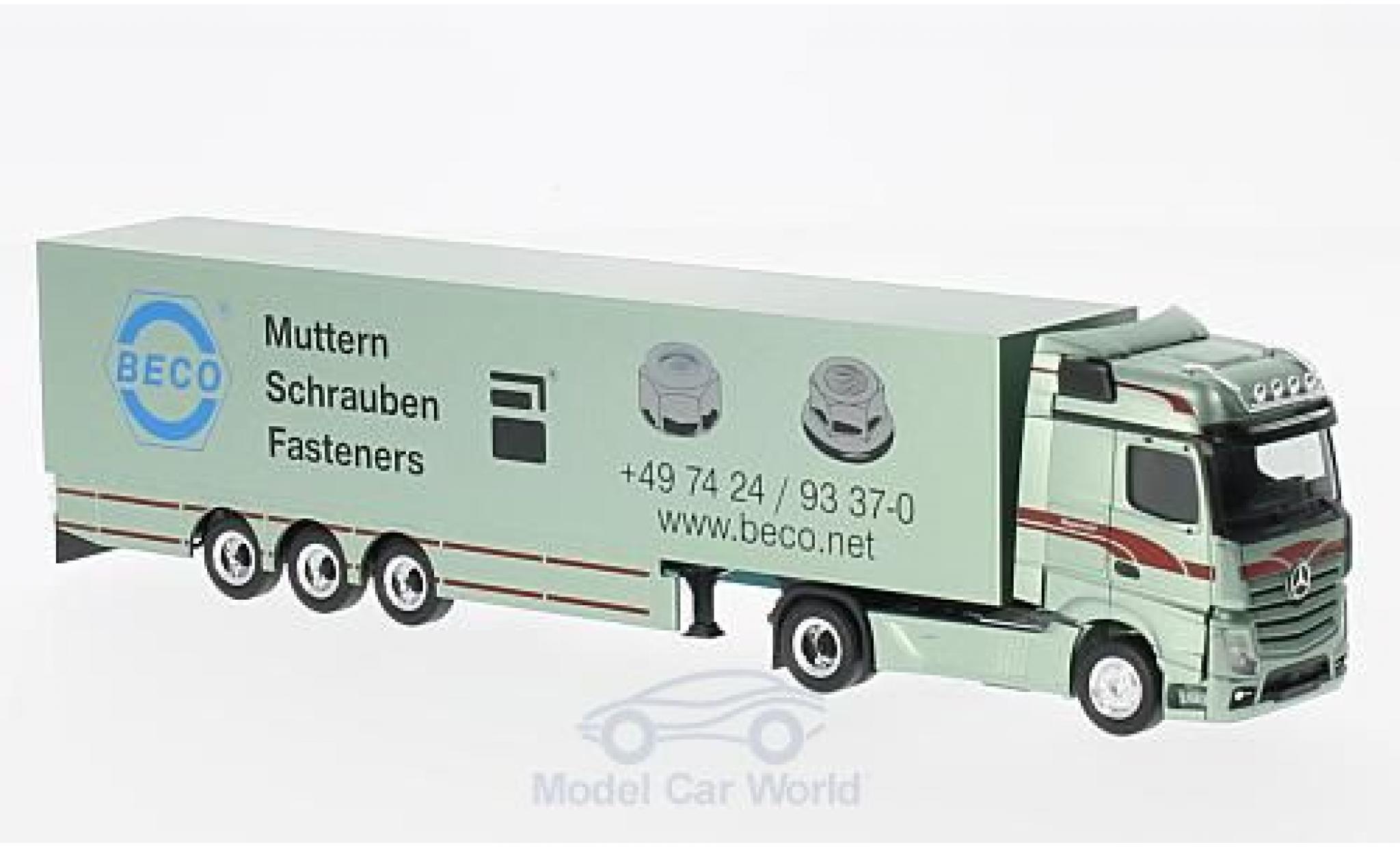 Mercedes Actros 1/87 Herpa Bigspace Bagem&uuml;hl Koffer-SZ ohne Vitrine modelauto