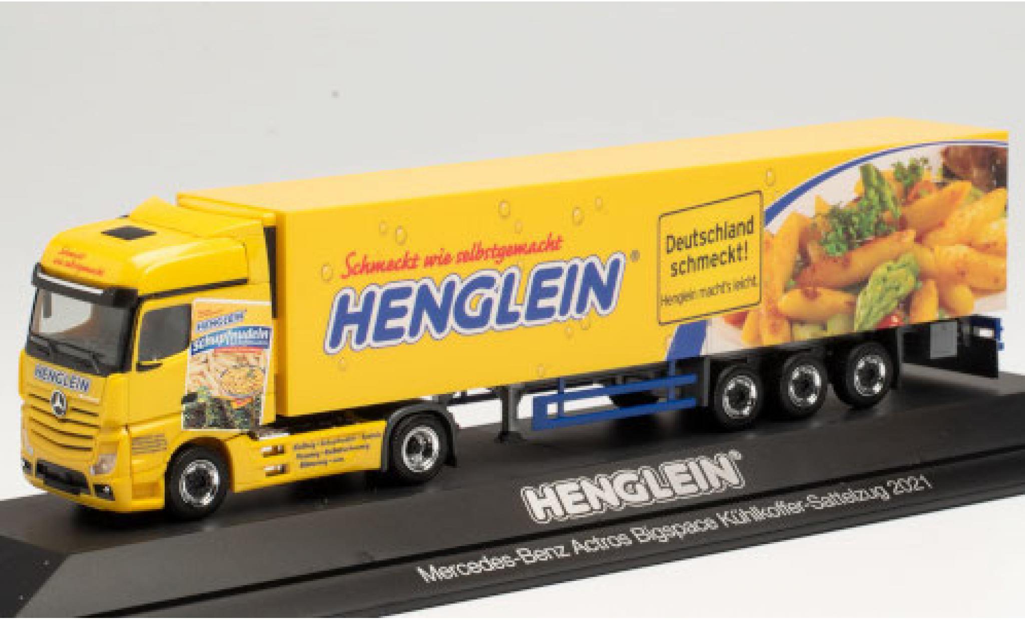 Mercedes Actros 1/87 Herpa Bigspace Henglein 2018 K&uuml;hlkoffer-Sattelzug modelauto