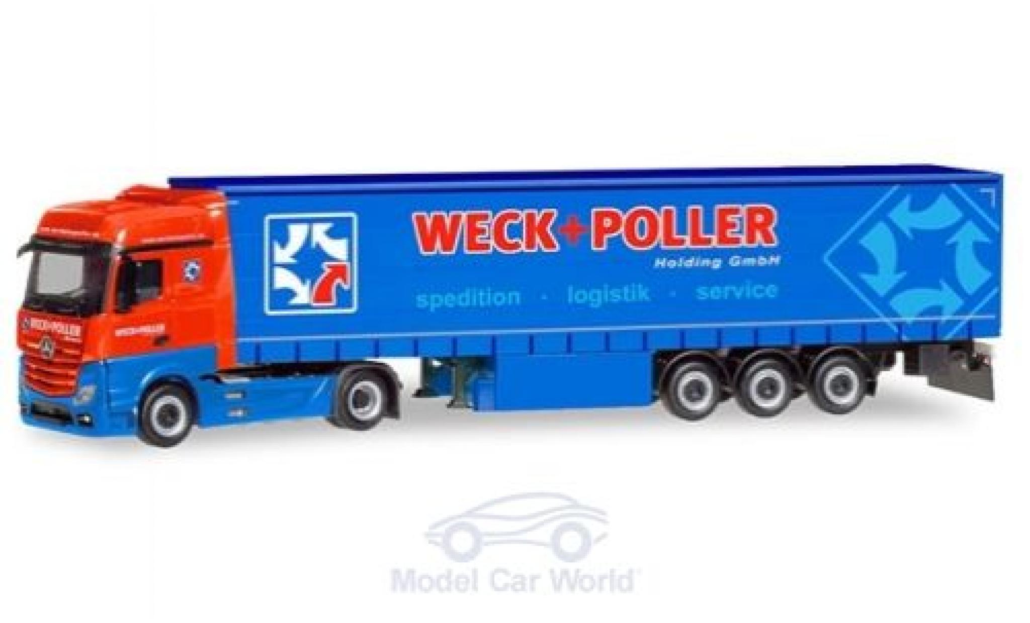 Mercedes Actros 1/87 Herpa Bigspace Weck + Poller Gardinenplanen-Sattelzug modelauto