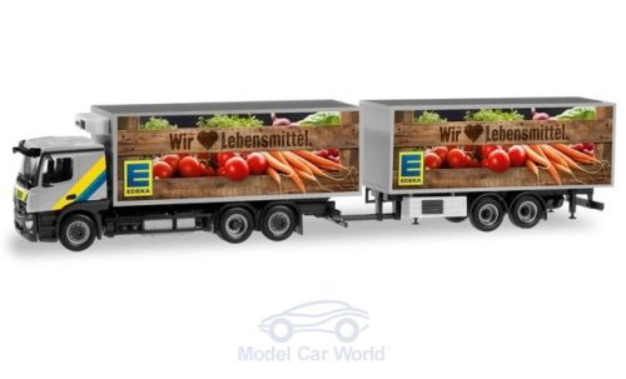 Mercedes CLA 1/87 Herpa Actros Classicspace EDEKA 2011 K&uuml;hlkoffer-Tandemh&auml;ngerzug modelauto