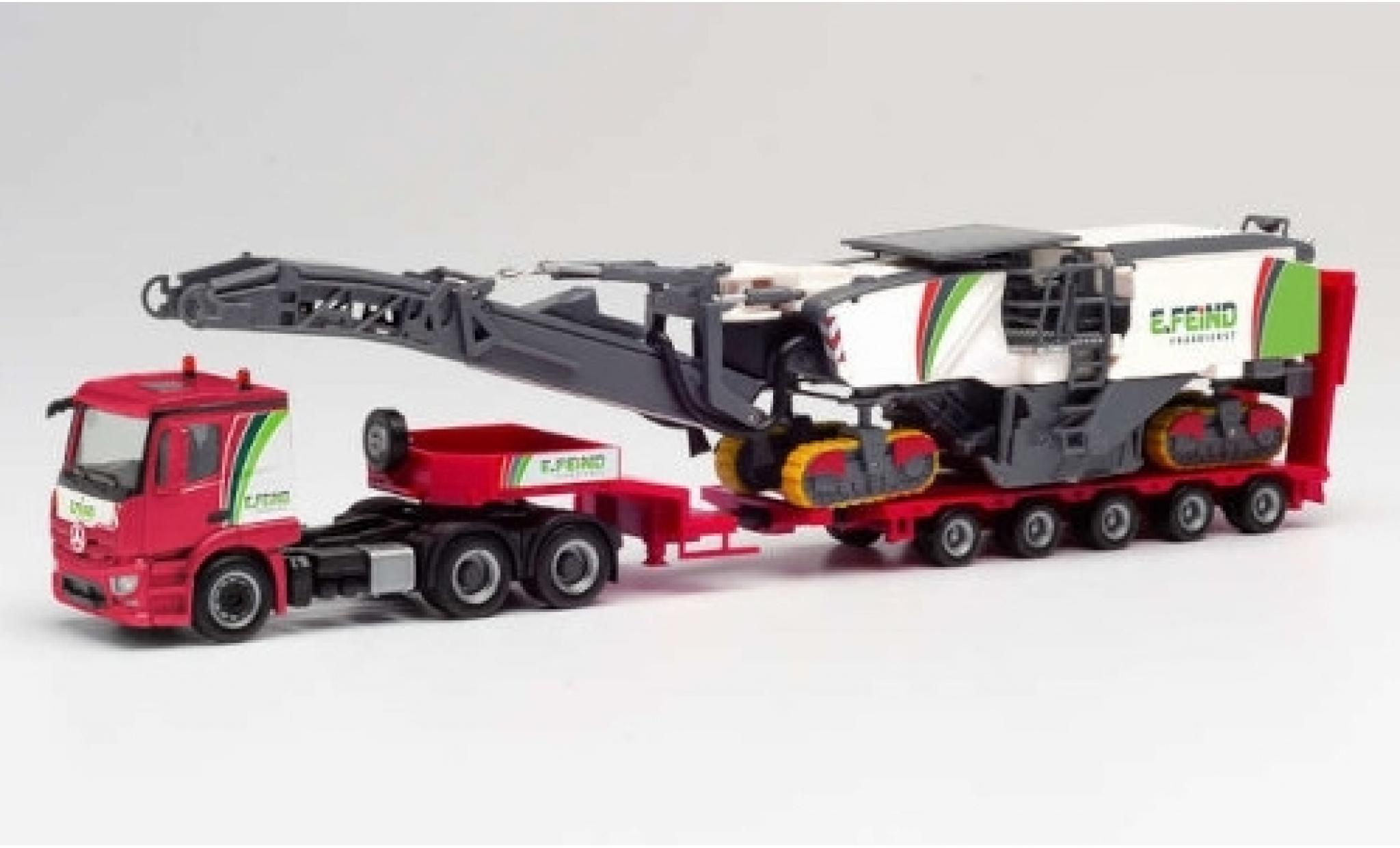 Mercedes Actros 1/87 Herpa Enrico Feind Fr&auml;stechnik Tiefladesattelzug avec Wirtgen Asphaltfr&auml;se modelauto