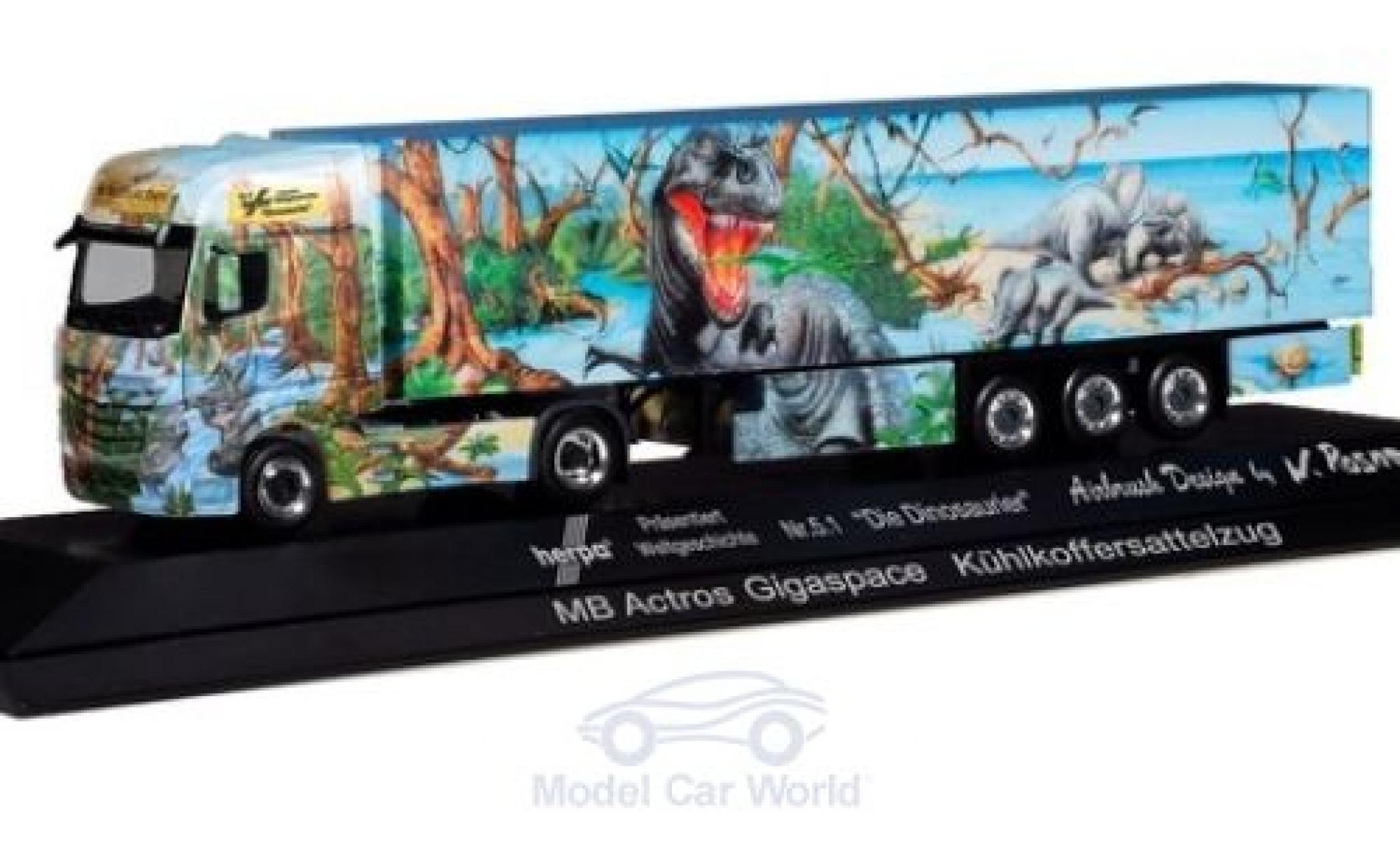 Mercedes Actros 1/87 Herpa Gigaspace Weltgeschichte Nr.5.1 - Die Dinosaurier K&uuml;hlkoffer-Sattelzug modelauto