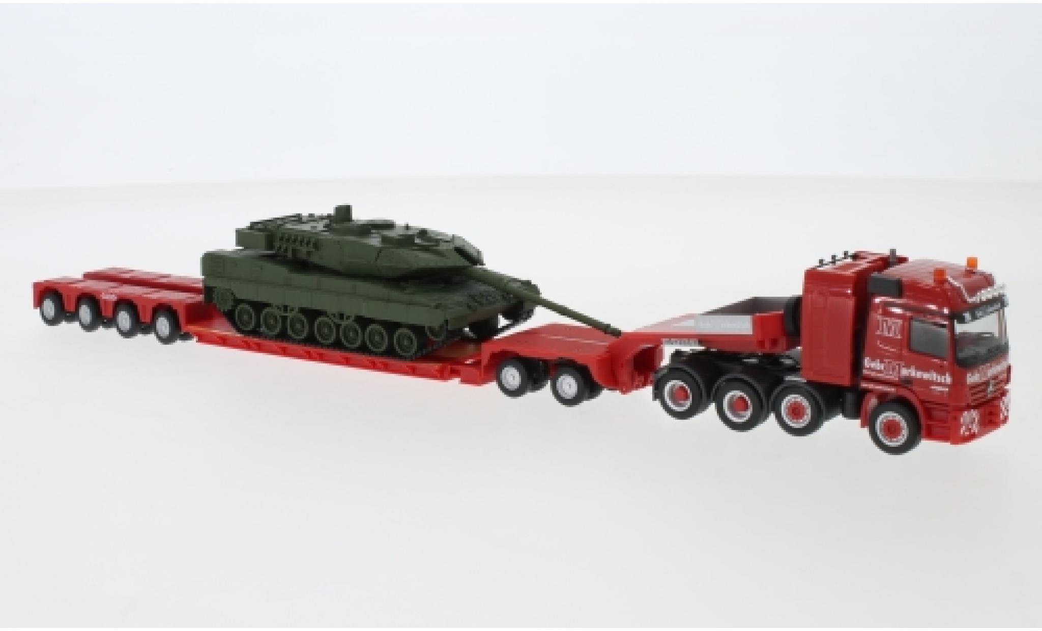 Mercedes Actros 1/87 Herpa Markewitsch 2002 charge profondeur-tracteur avec Leopard 2A7 modelauto