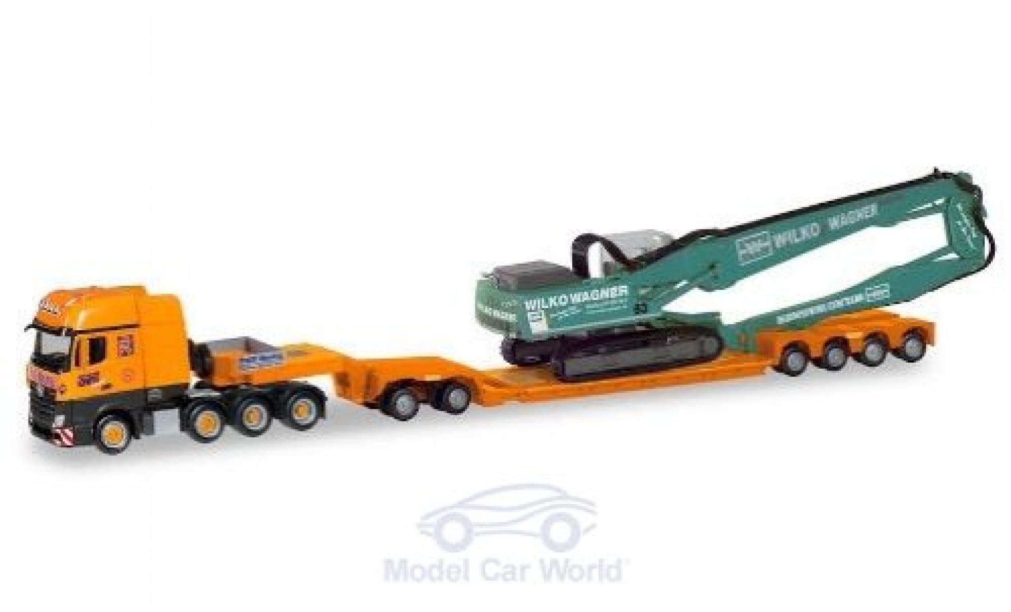 Mercedes Actros 1/87 Herpa SLT Rolf Riedl / Wilko Wagner Pendel-X mit Liebherr Longfront modelauto