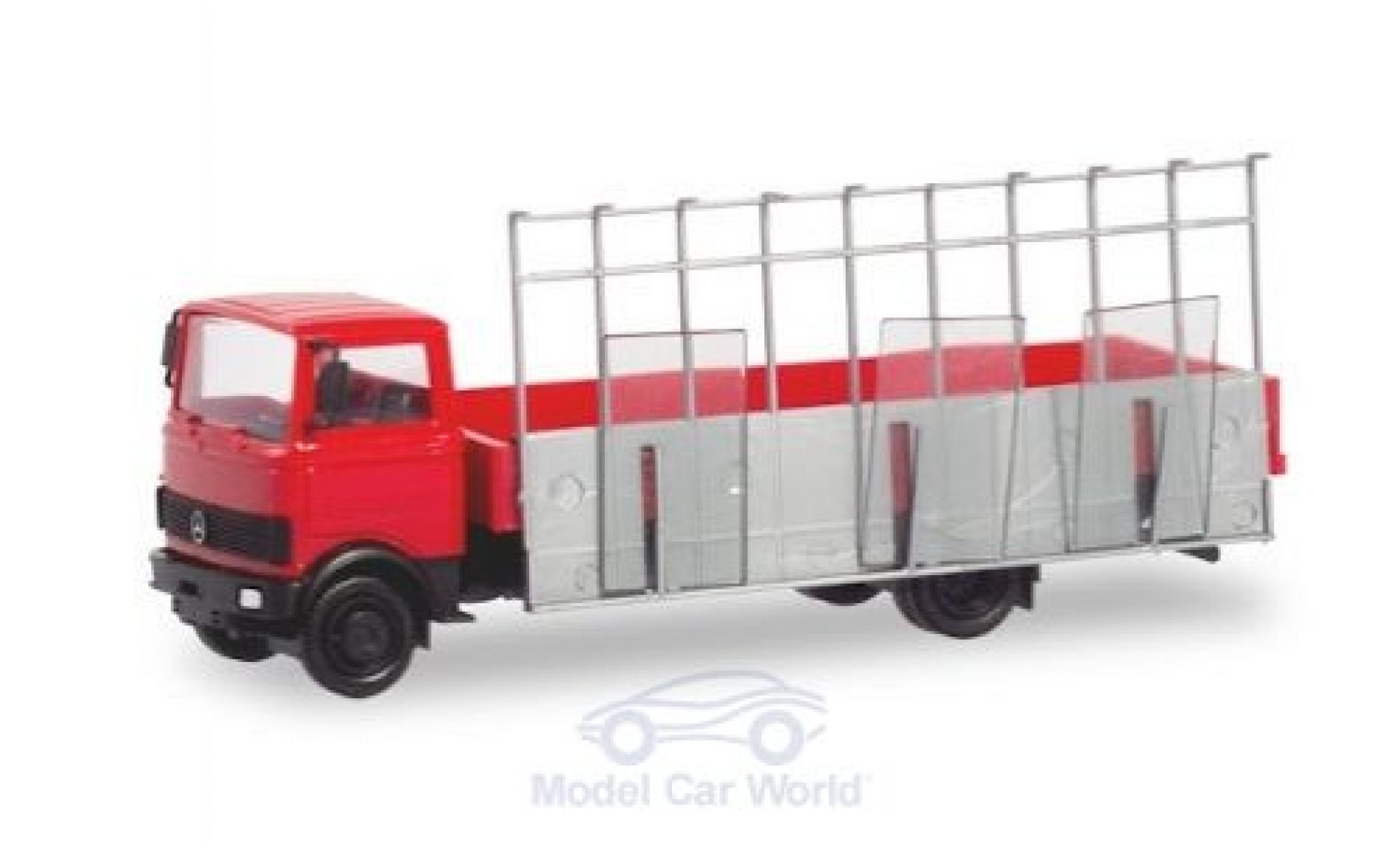 Mercedes LP 813 1/87 Herpa rood Pritsche mit Glasreff modelauto