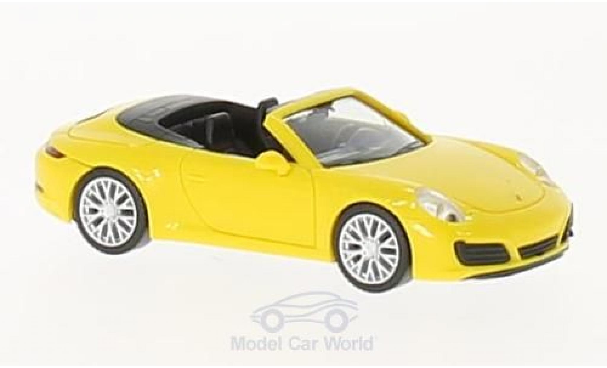 Porsche 991 4S 1/87 Herpa 911 () Carrera 4S Cabrio geel modelauto