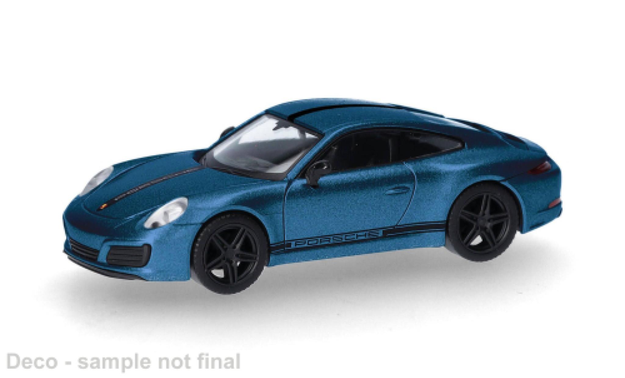 Porsche 991 4S 1/87 Herpa 911 Carrera  blauw 1:87 modelauto
