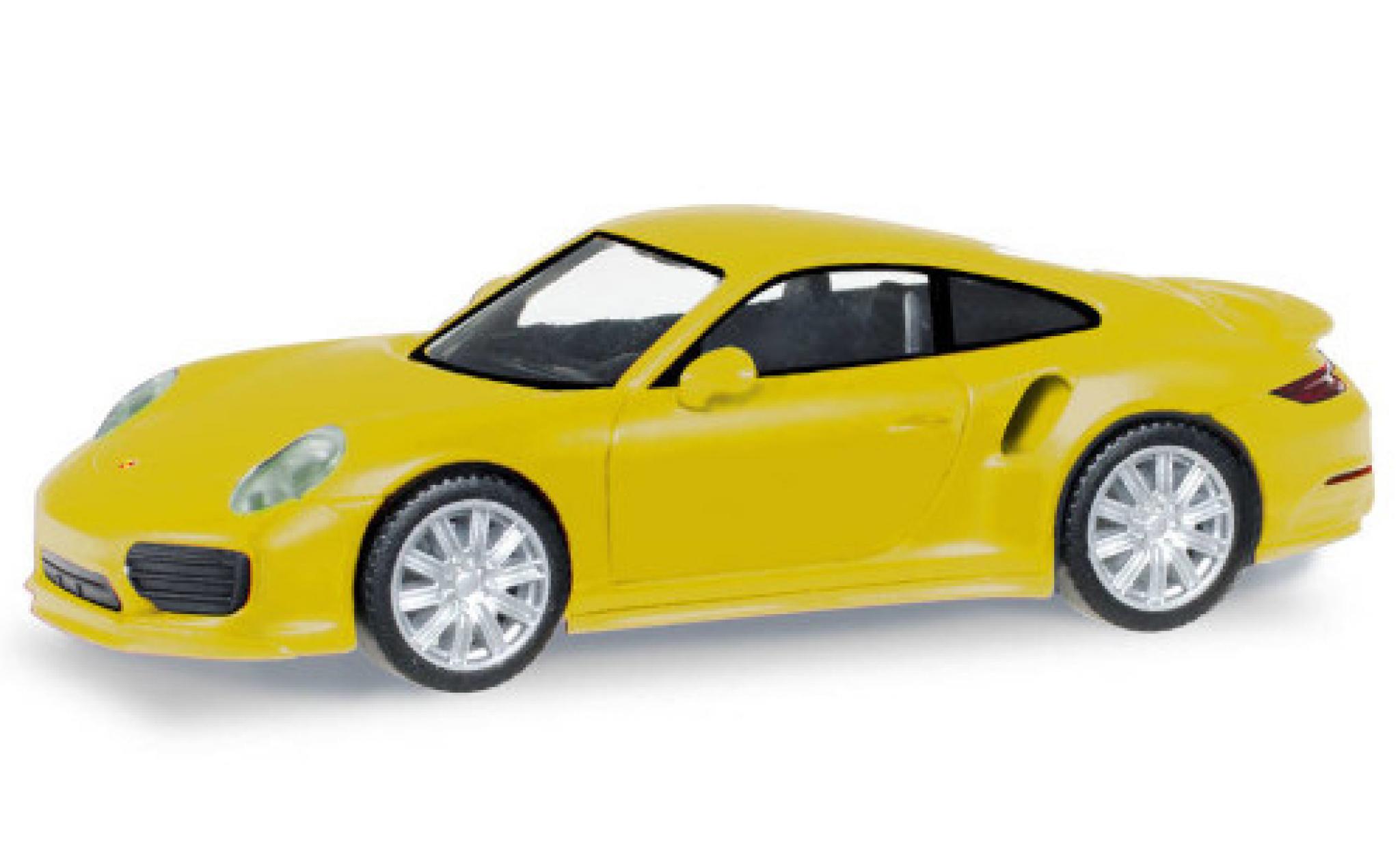 Porsche 911 1/87 Herpa Turbo geel modelauto